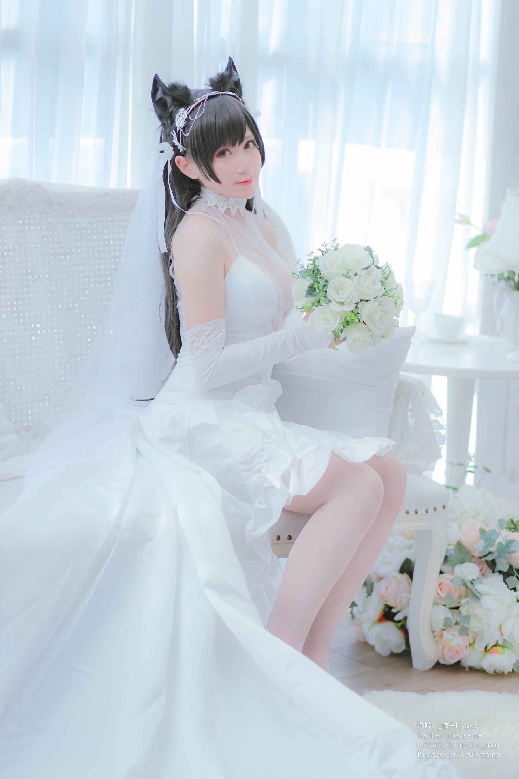 [福利COS] 萌妹子Nyako喵子 - 爱宕婚纱