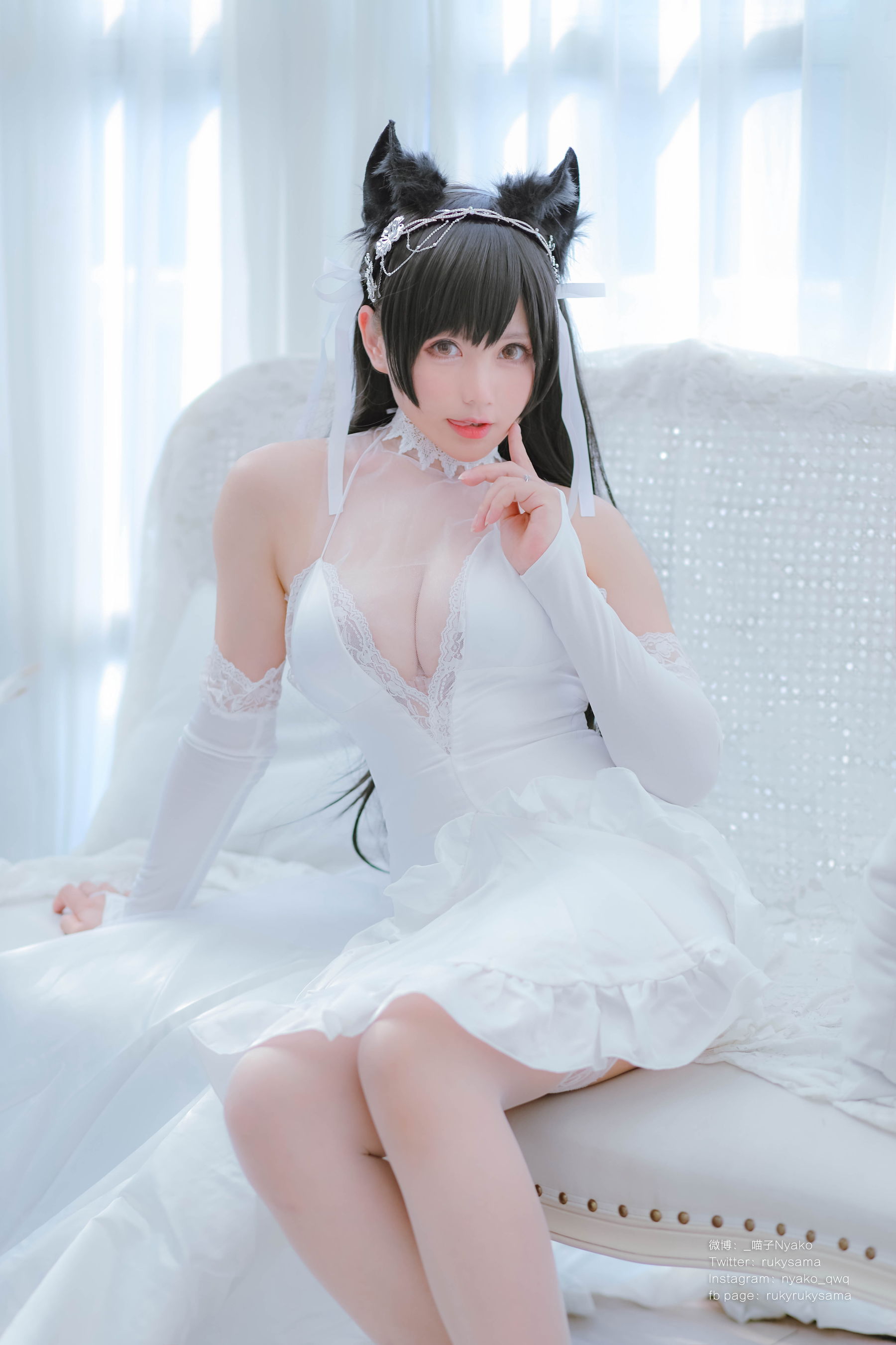 [福利COS] 萌妹子Nyako喵子 - 爱宕婚纱