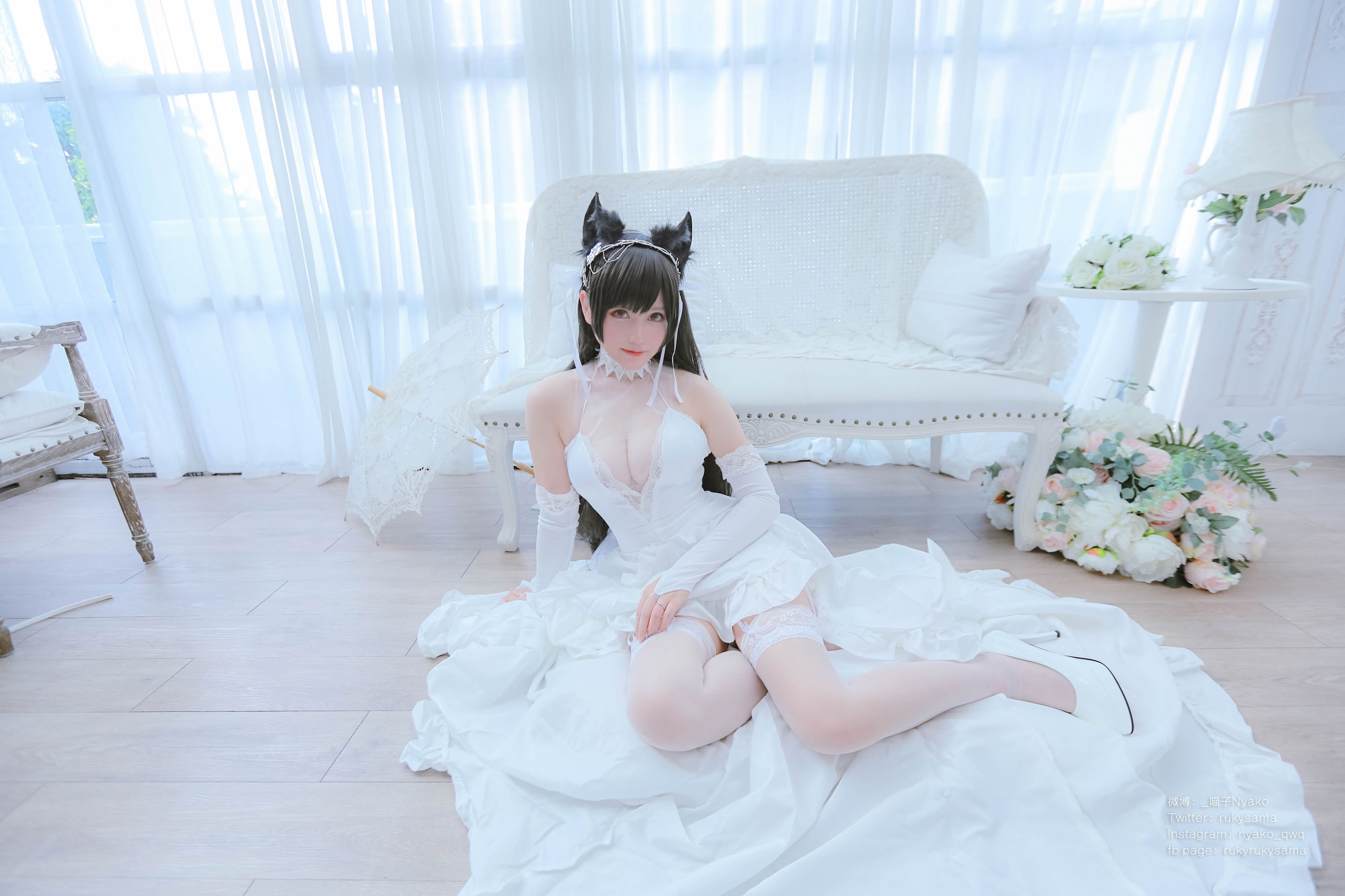 [福利COS] 萌妹子Nyako喵子 - 爱宕婚纱