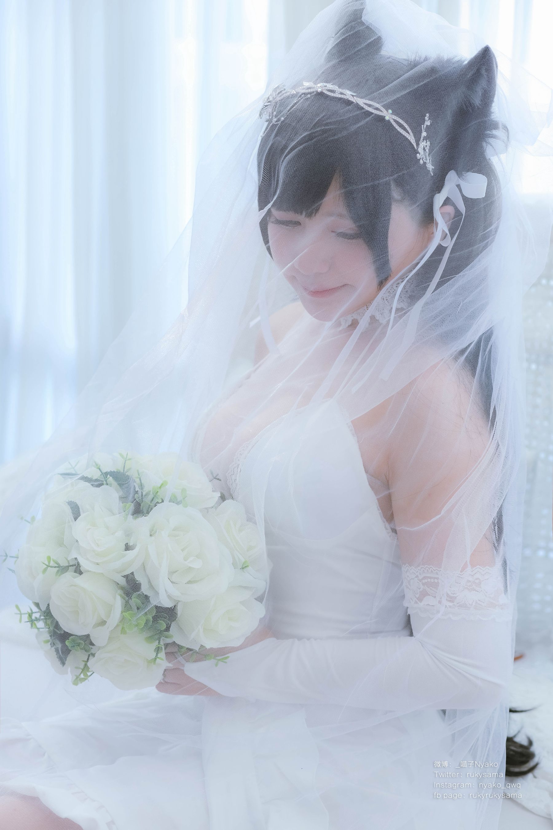 [福利COS] 萌妹子Nyako喵子 - 爱宕婚纱