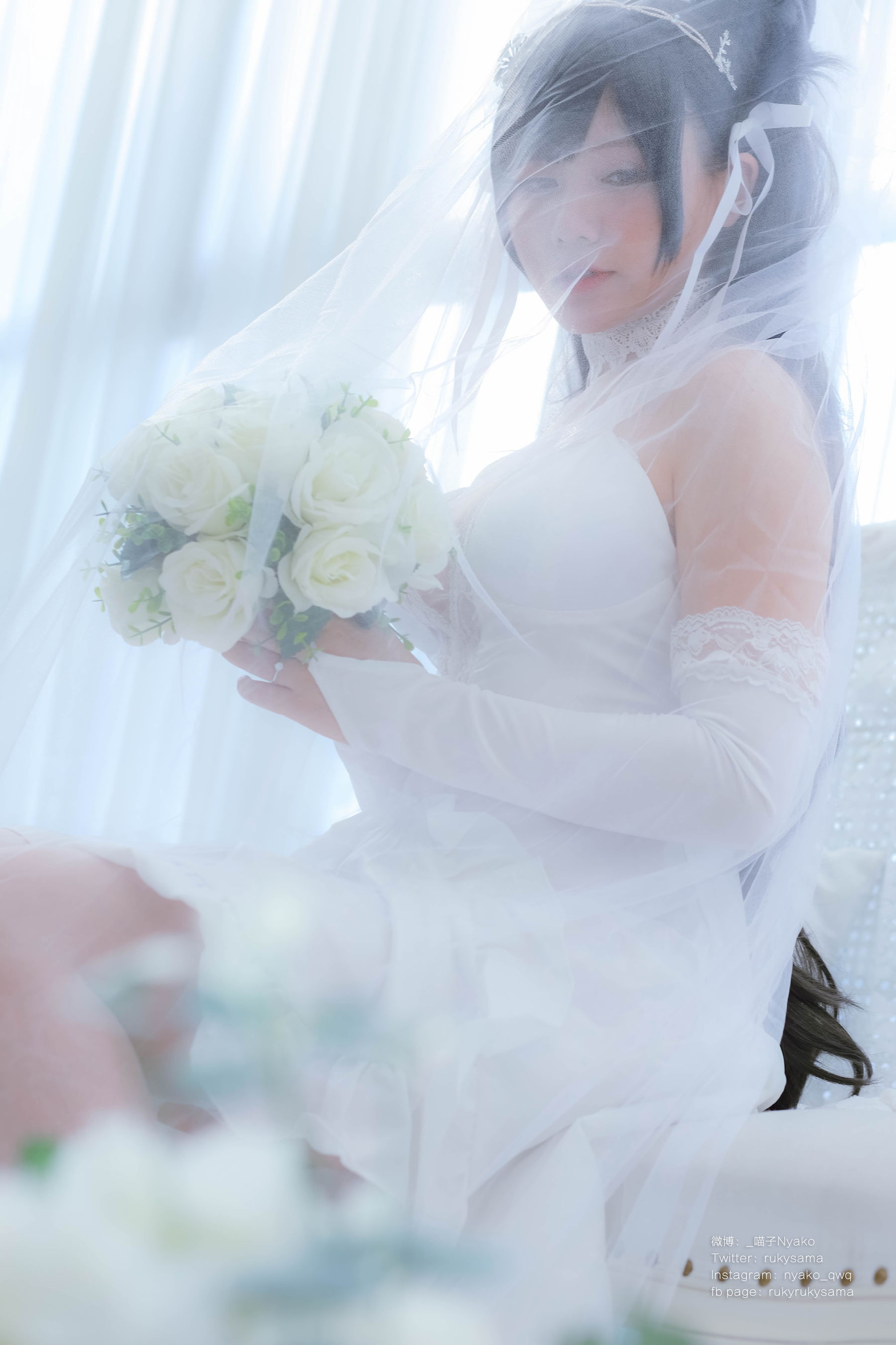 [福利COS] 萌妹子Nyako喵子 - 爱宕婚纱