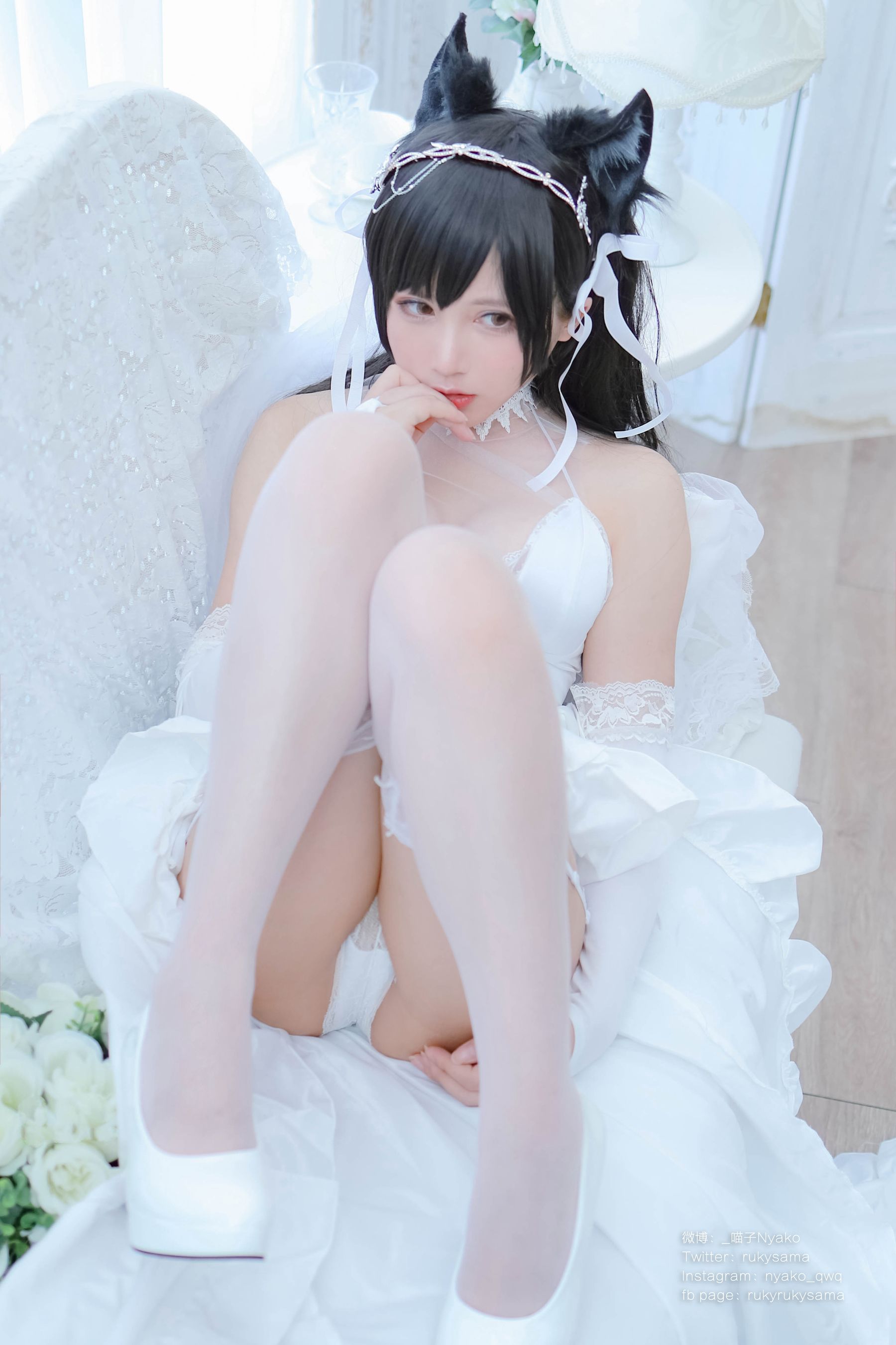 [福利COS] 萌妹子Nyako喵子 - 爱宕婚纱