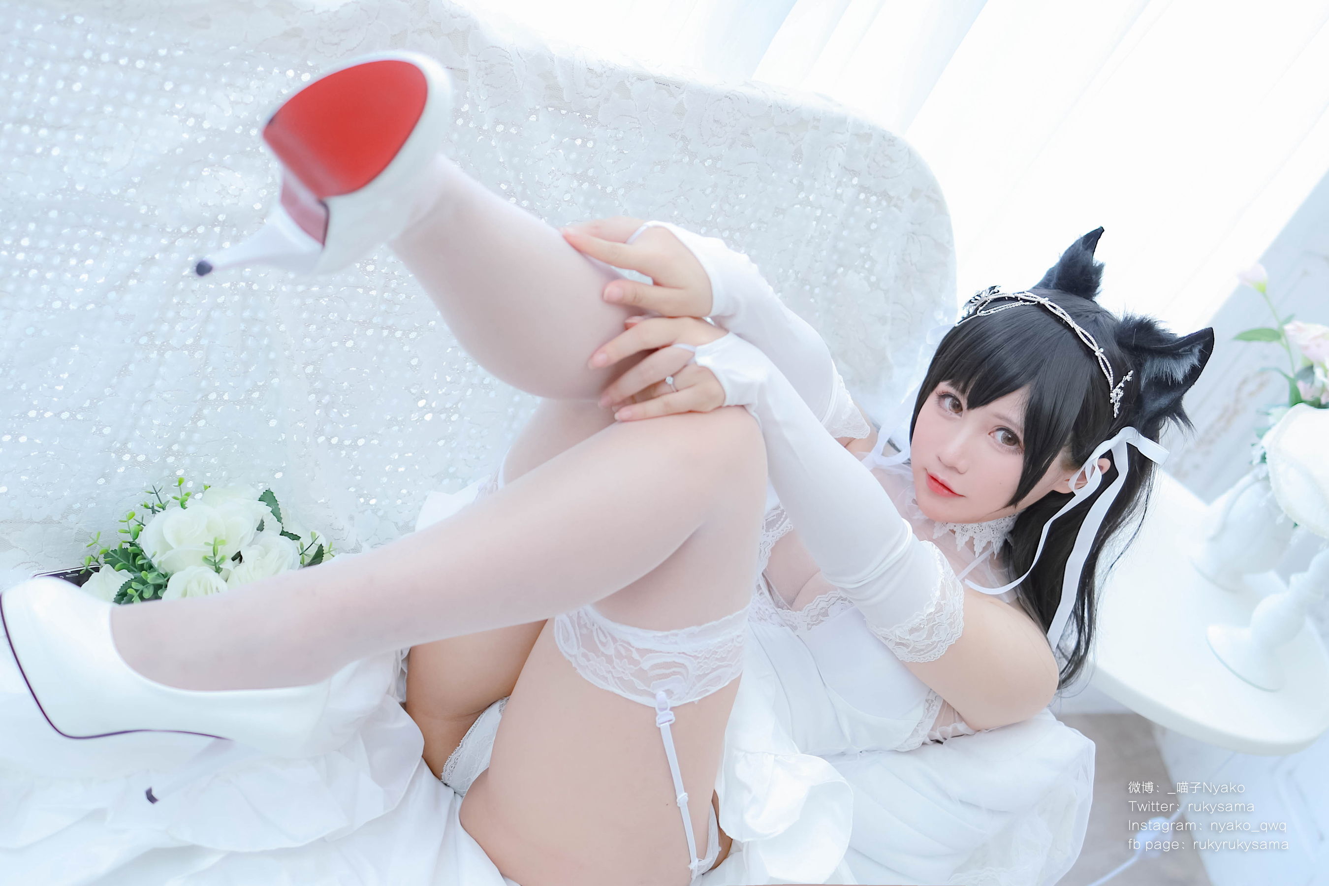 [福利COS] 萌妹子Nyako喵子 - 爱宕婚纱