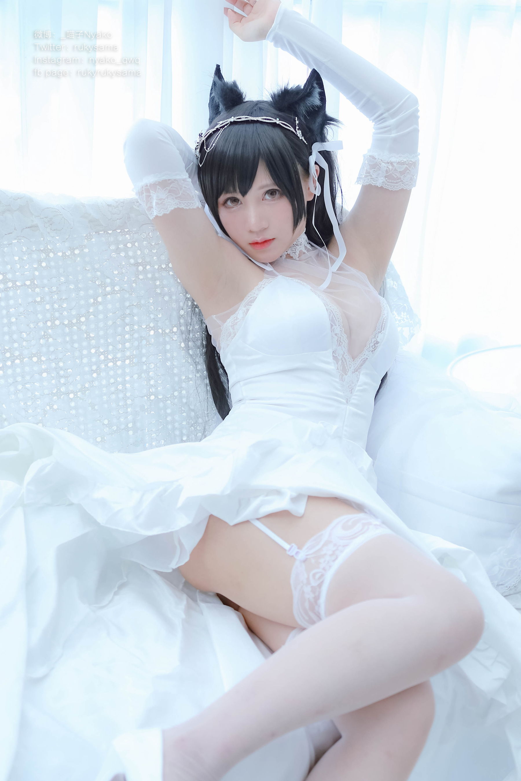 [福利COS] 萌妹子Nyako喵子 - 爱宕婚纱