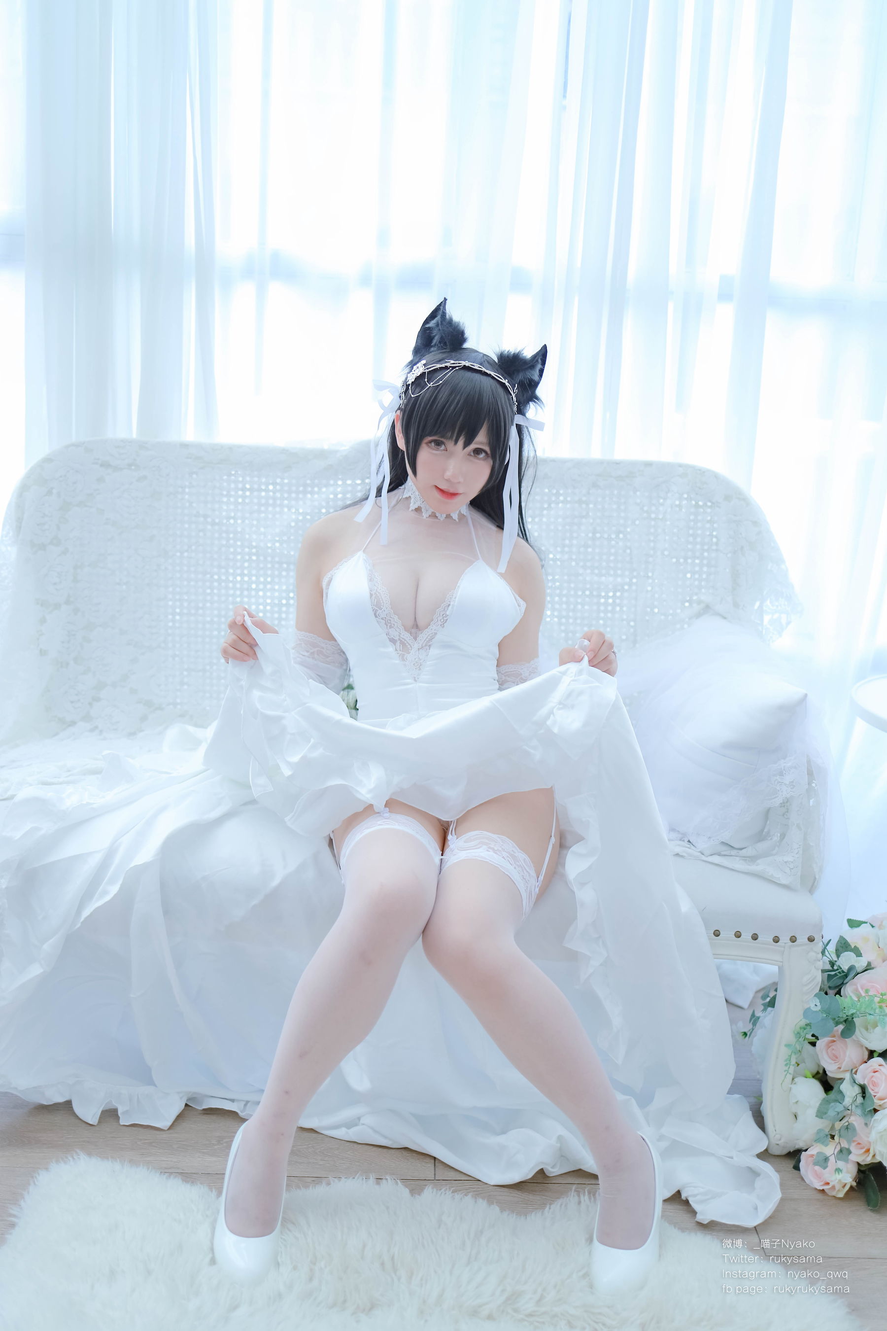 [福利COS] 萌妹子Nyako喵子 - 爱宕婚纱