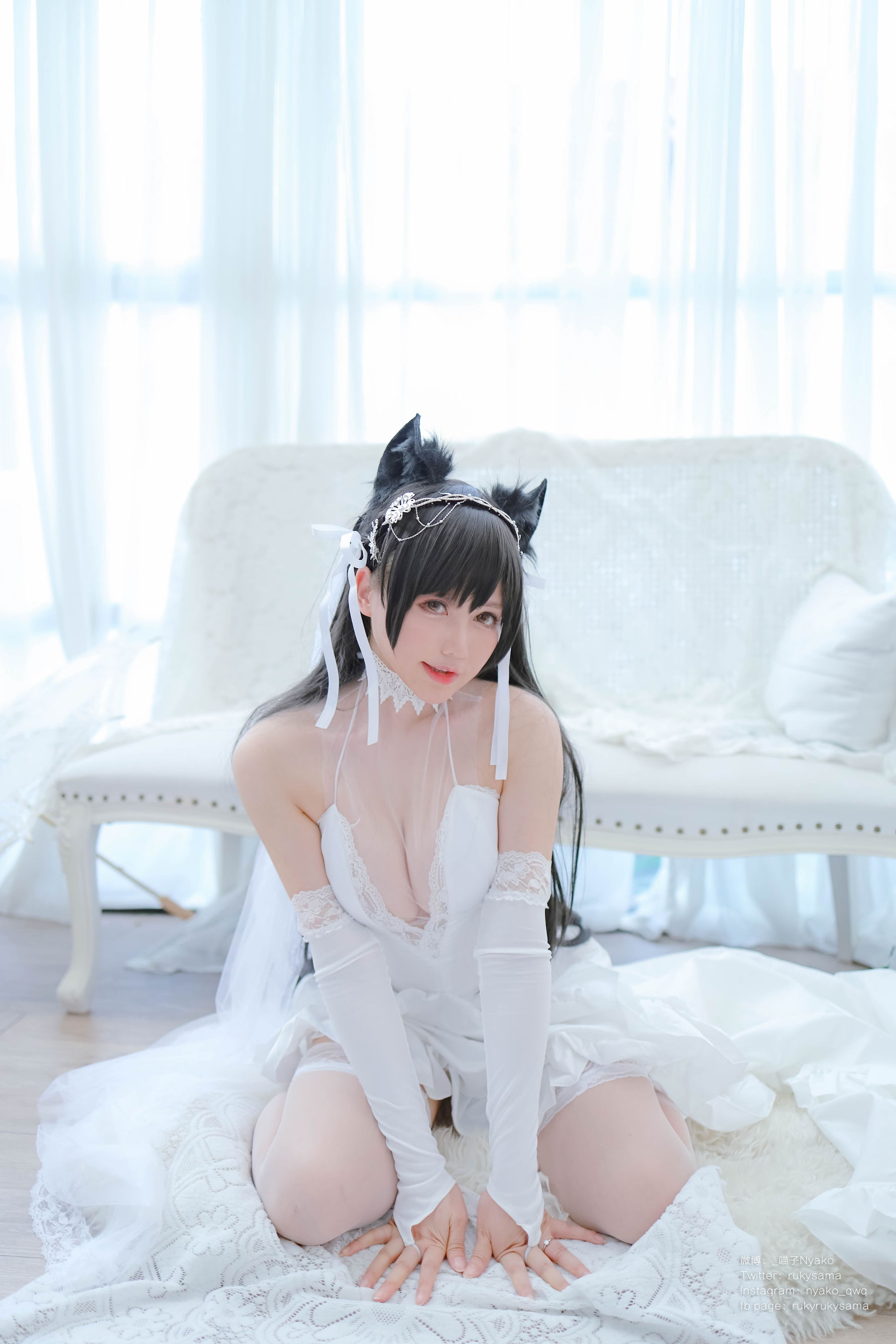 [福利COS] 萌妹子Nyako喵子 - 爱宕婚纱