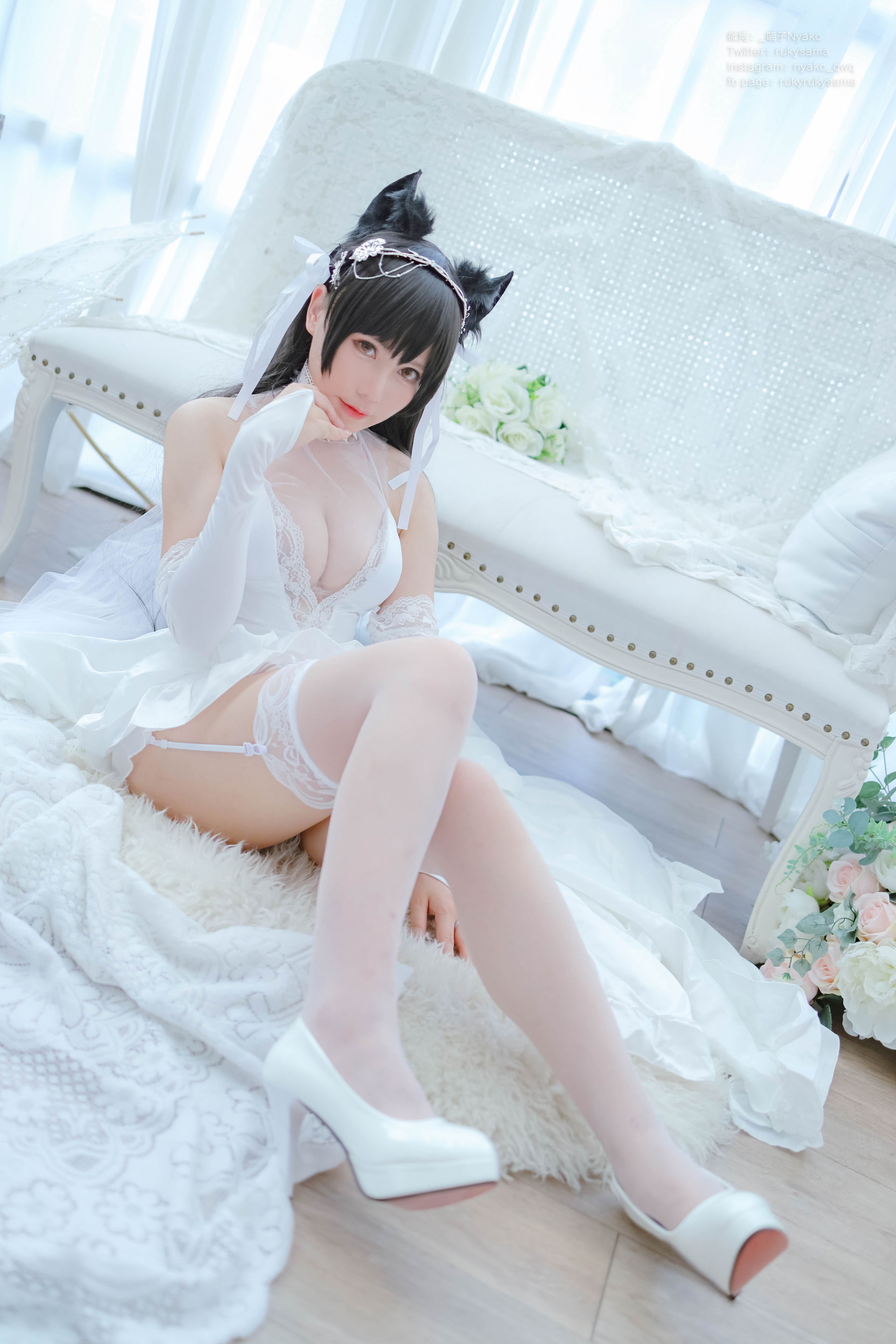 [福利COS] 萌妹子Nyako喵子 - 爱宕婚纱