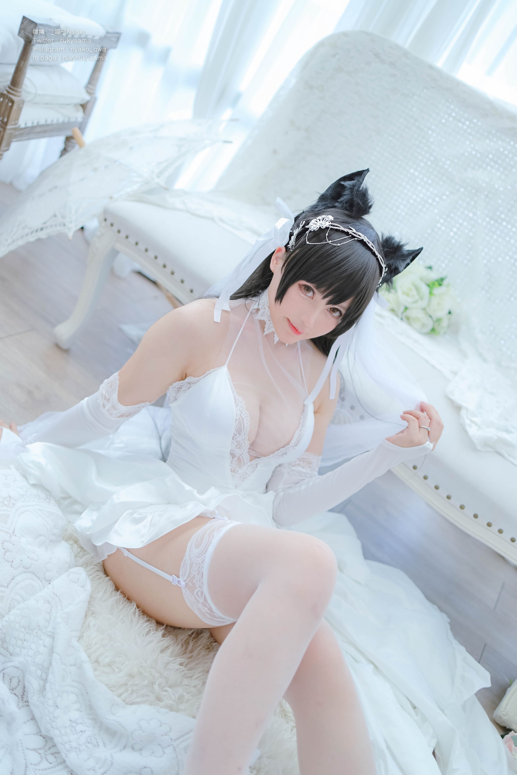 [福利COS] 萌妹子Nyako喵子 - 爱宕婚纱
