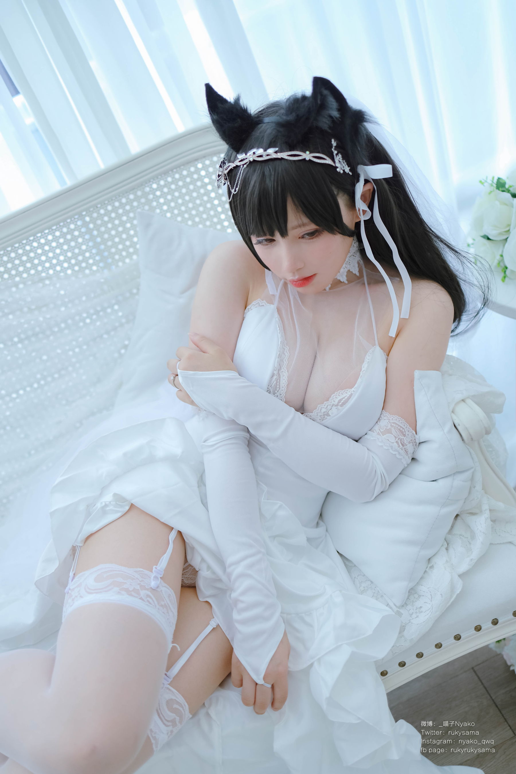 [福利COS] 萌妹子Nyako喵子 - 爱宕婚纱