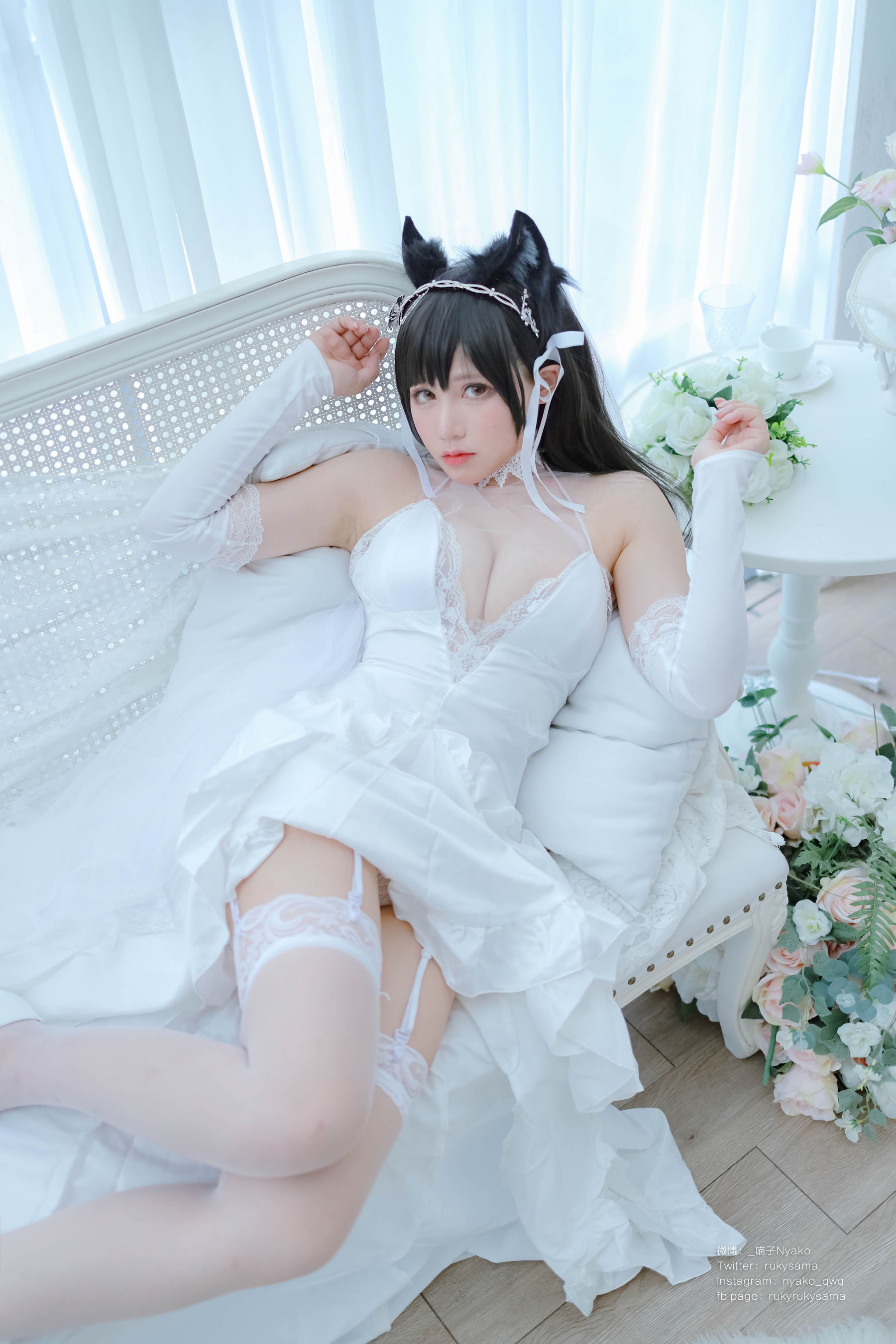 [福利COS] 萌妹子Nyako喵子 - 爱宕婚纱