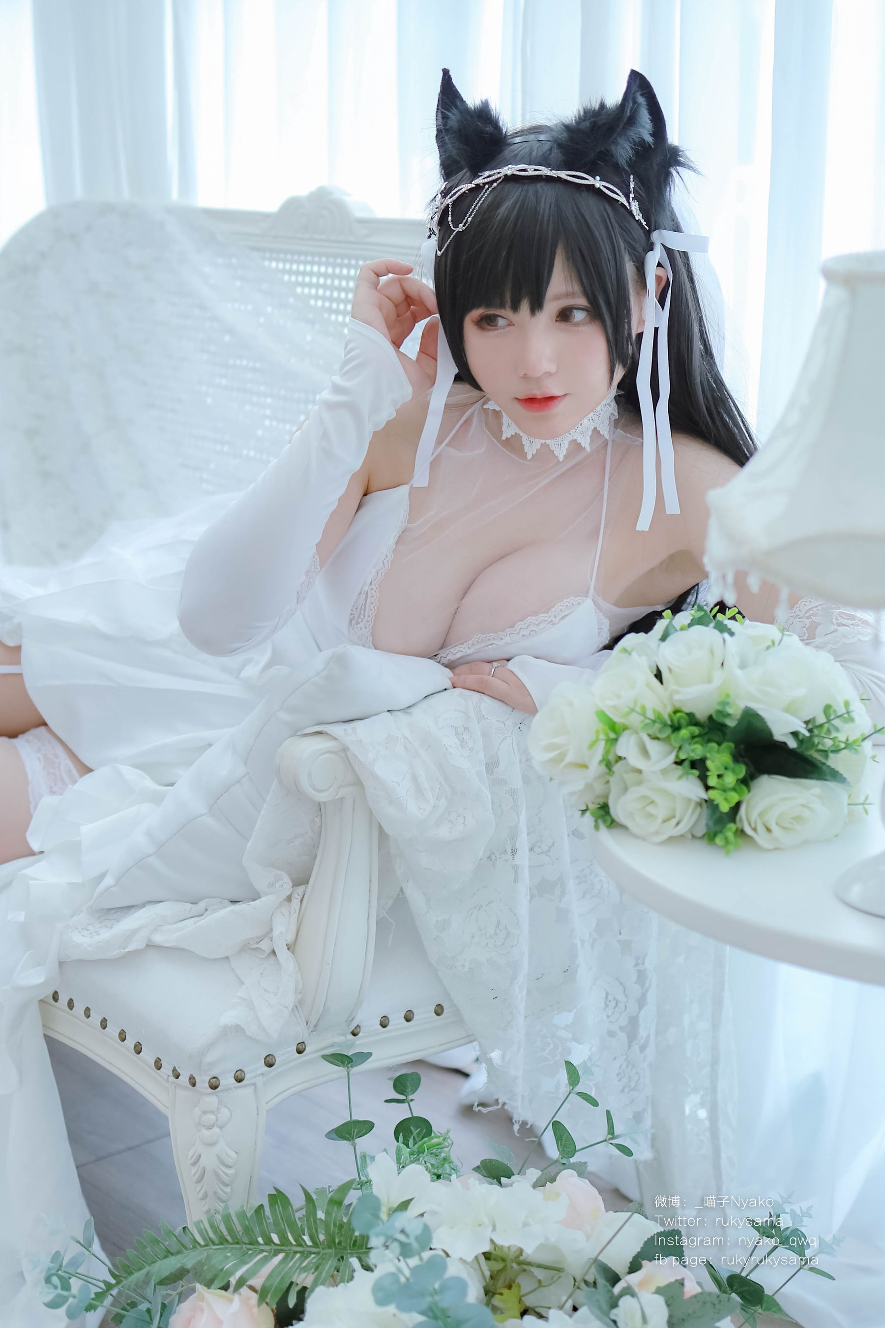 [福利COS] 萌妹子Nyako喵子 - 爱宕婚纱