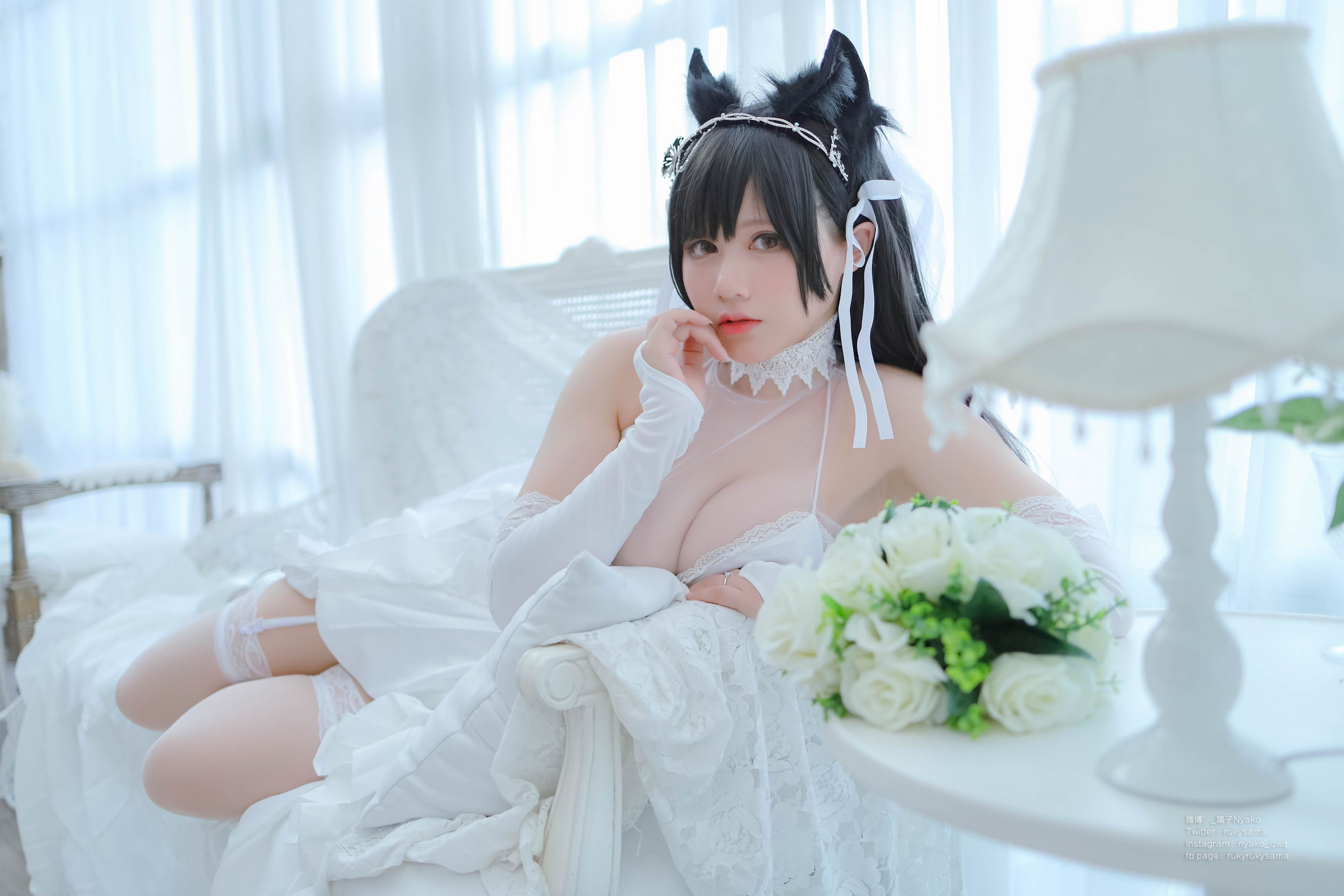 [福利COS] 萌妹子Nyako喵子 - 爱宕婚纱