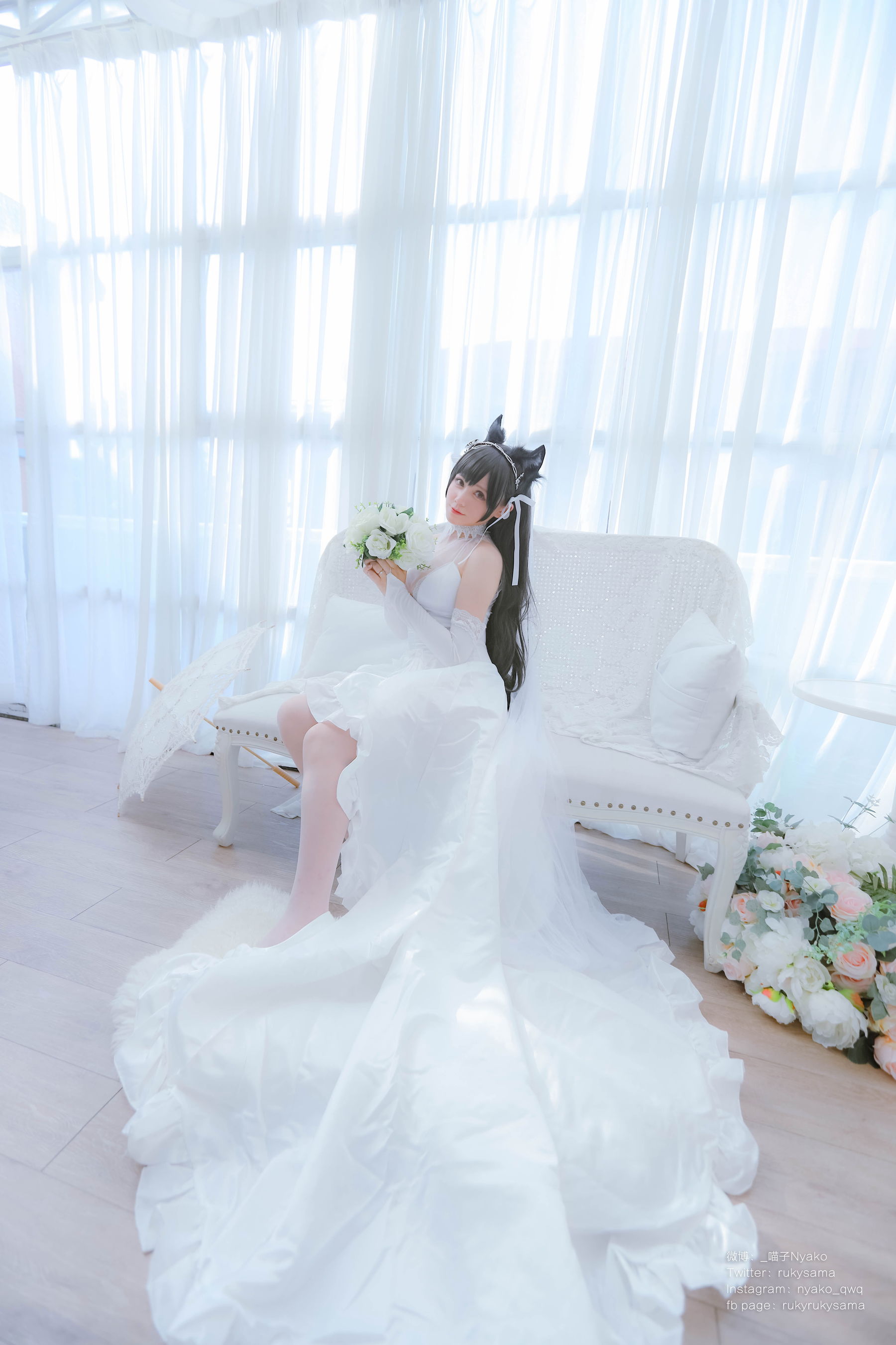 [福利COS] 萌妹子Nyako喵子 - 爱宕婚纱