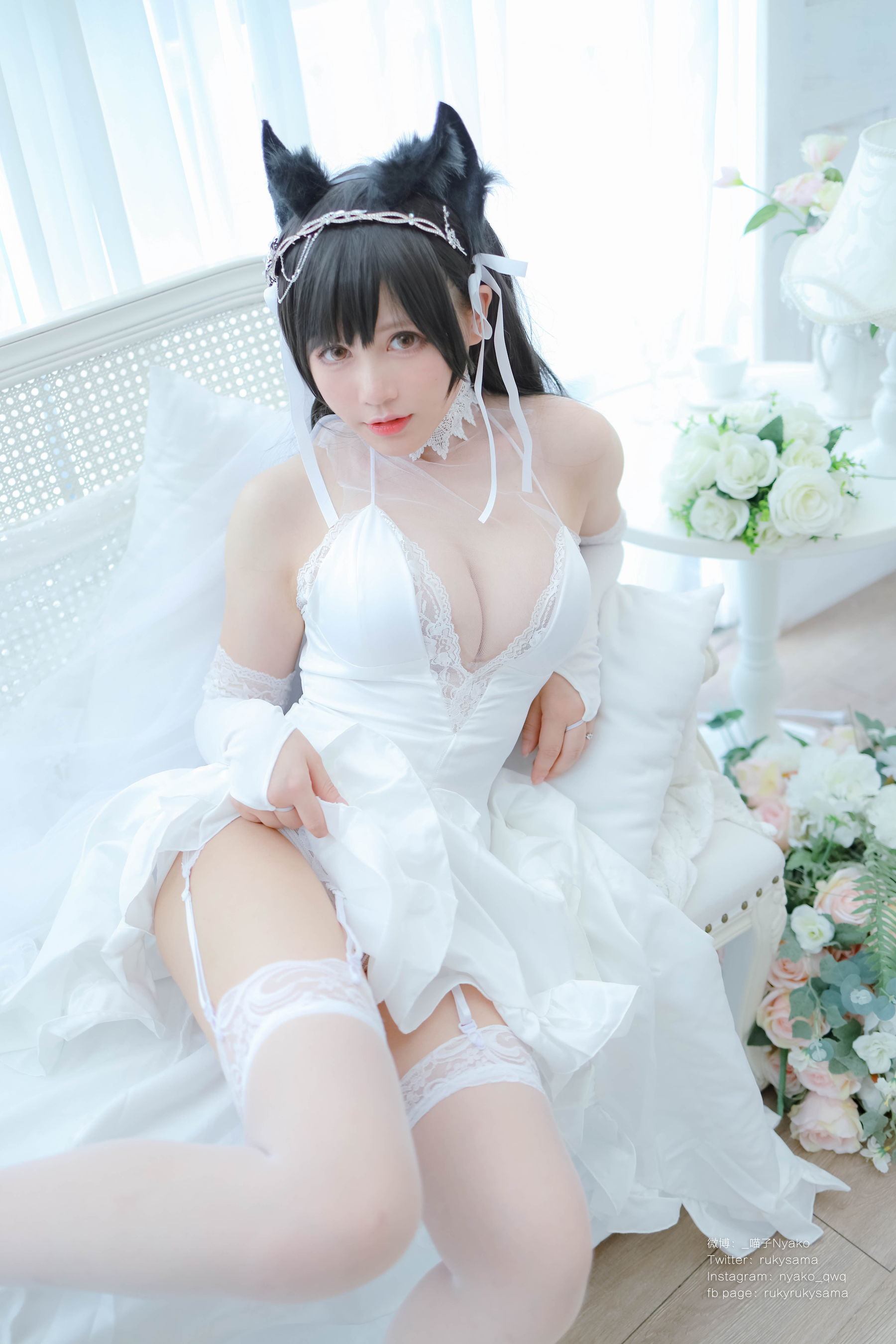 [福利COS] 萌妹子Nyako喵子 - 爱宕婚纱
