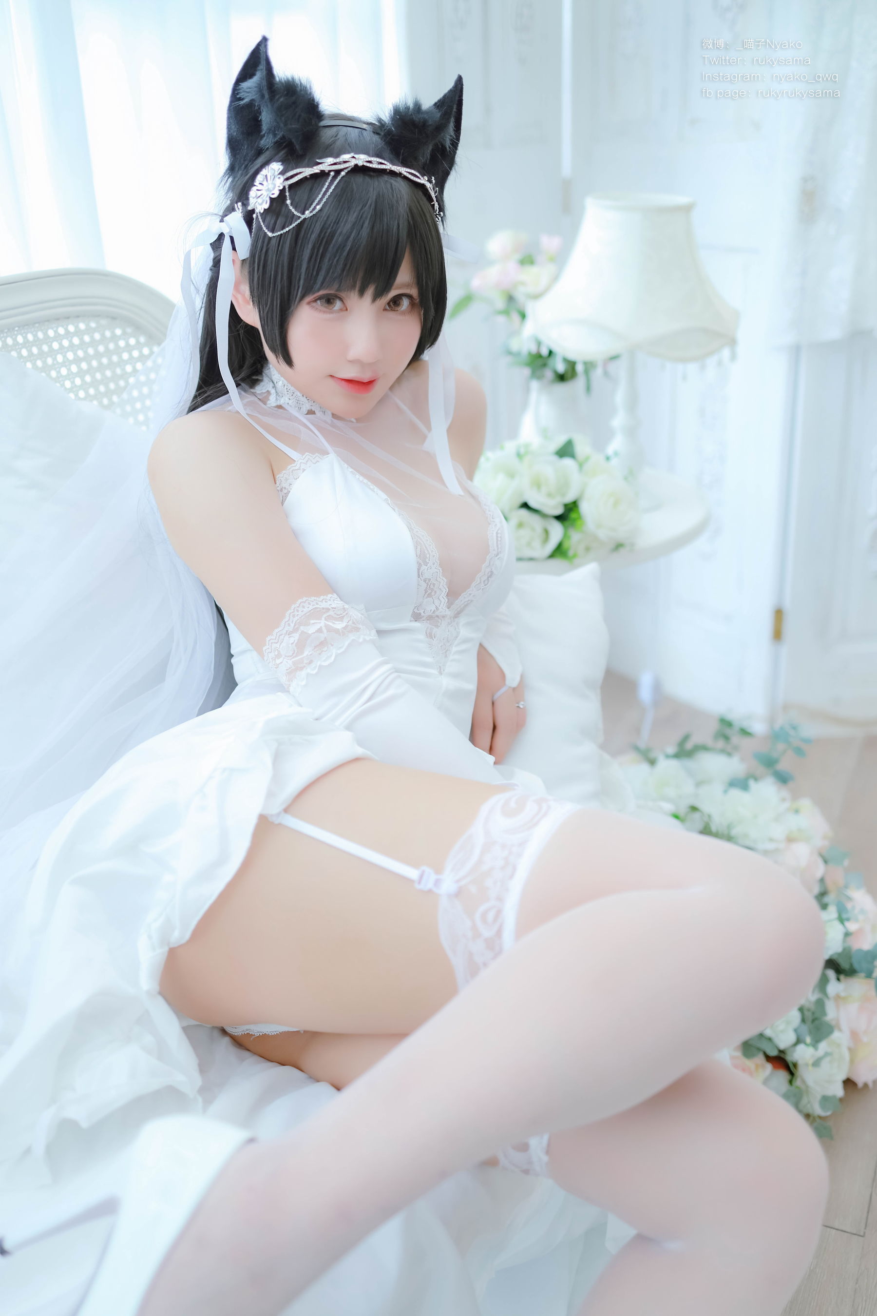 [福利COS] 萌妹子Nyako喵子 - 爱宕婚纱