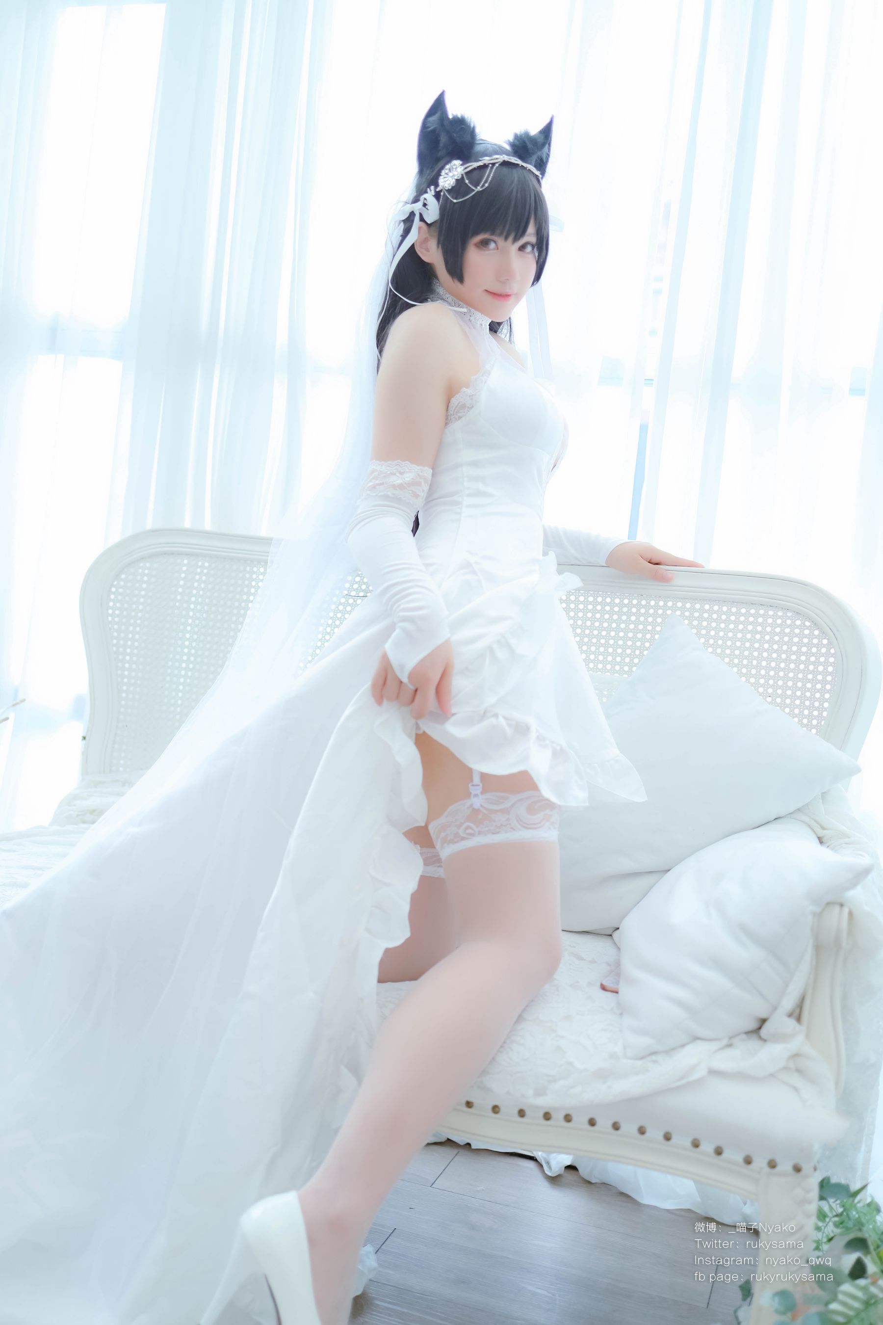 [福利COS] 萌妹子Nyako喵子 - 爱宕婚纱