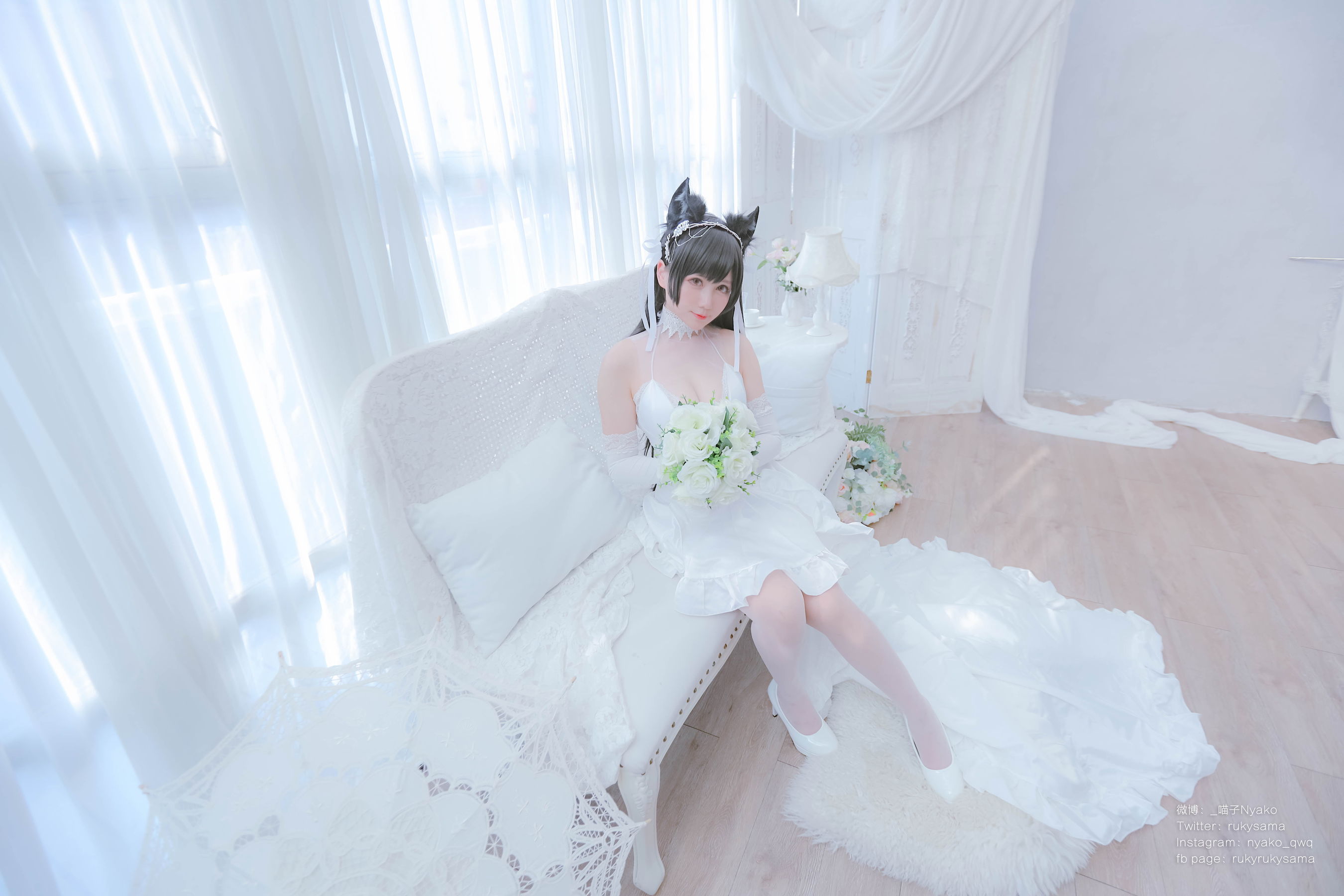 [福利COS] 萌妹子Nyako喵子 - 爱宕婚纱