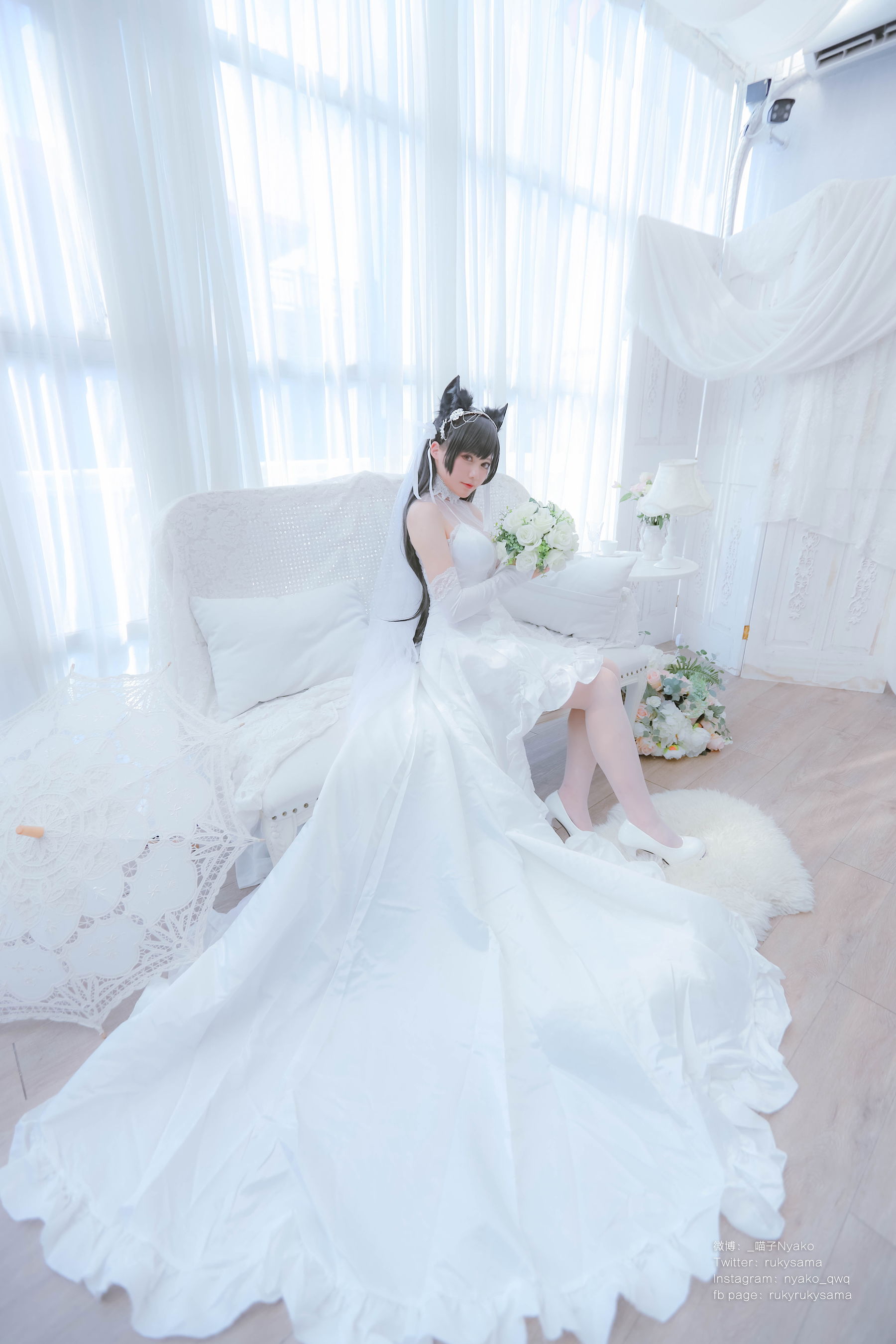 [福利COS] 萌妹子Nyako喵子 - 爱宕婚纱
