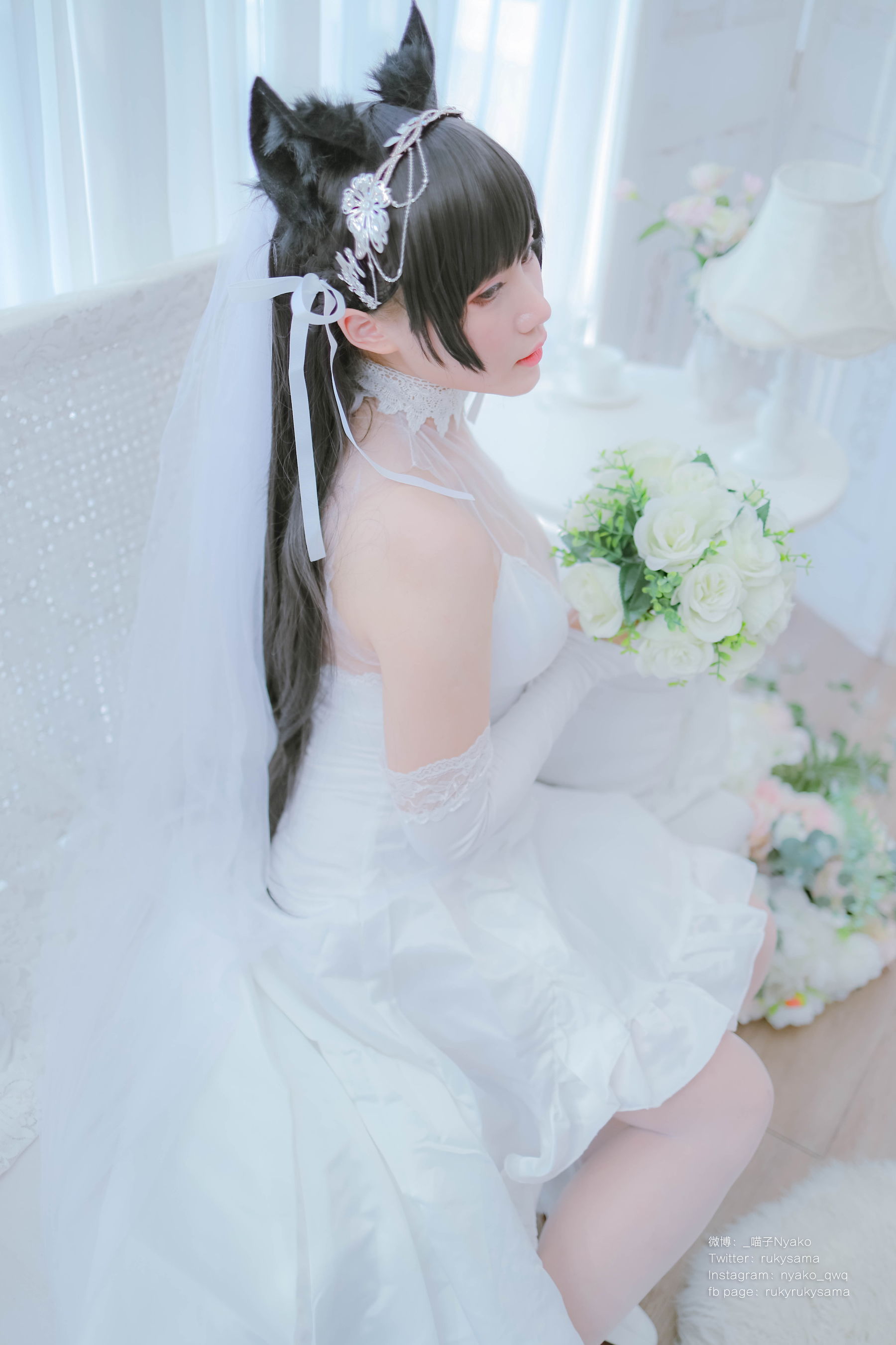 [福利COS] 萌妹子Nyako喵子 - 爱宕婚纱