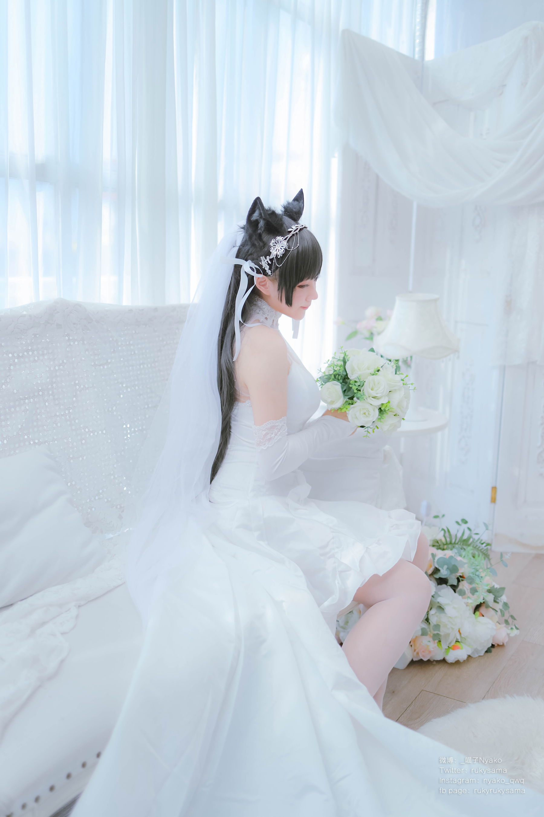 [福利COS] 萌妹子Nyako喵子 - 爱宕婚纱