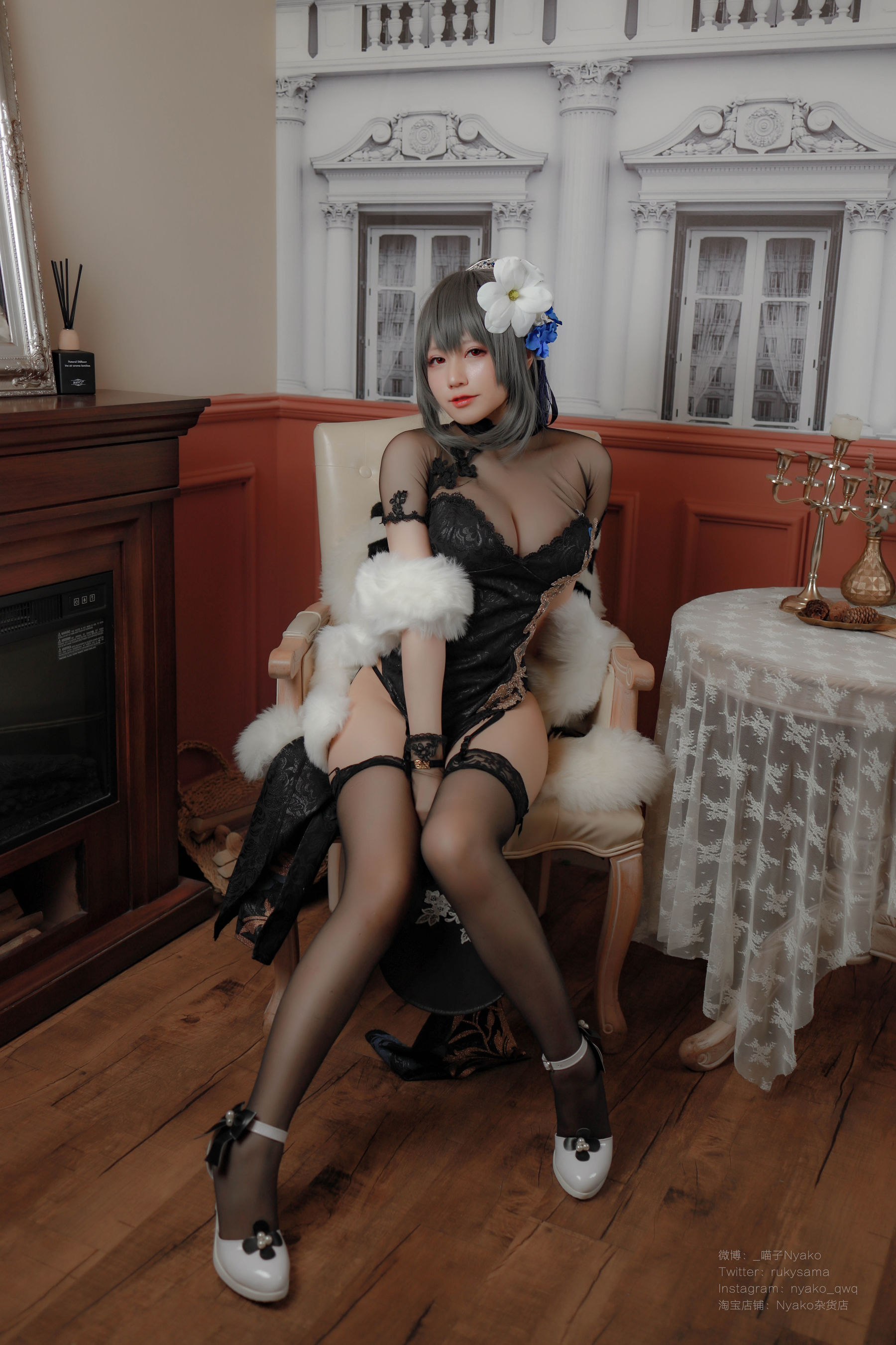 [福利COS] 萌妹子Nyako喵子 - 路易九世旗袍