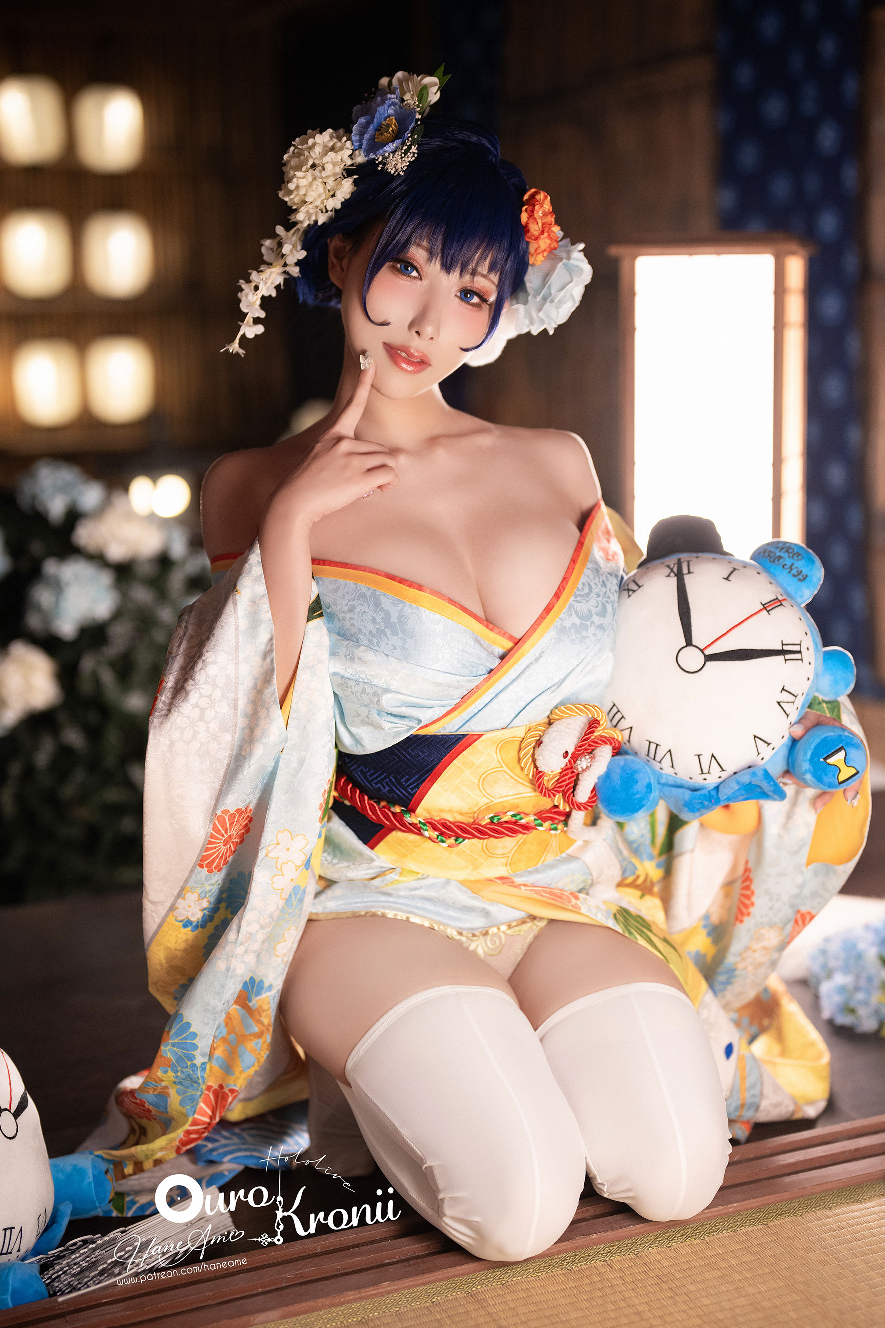 [福利COS] Hane Ame 雨波写真 - Hololive Kronii 時間 Kimono