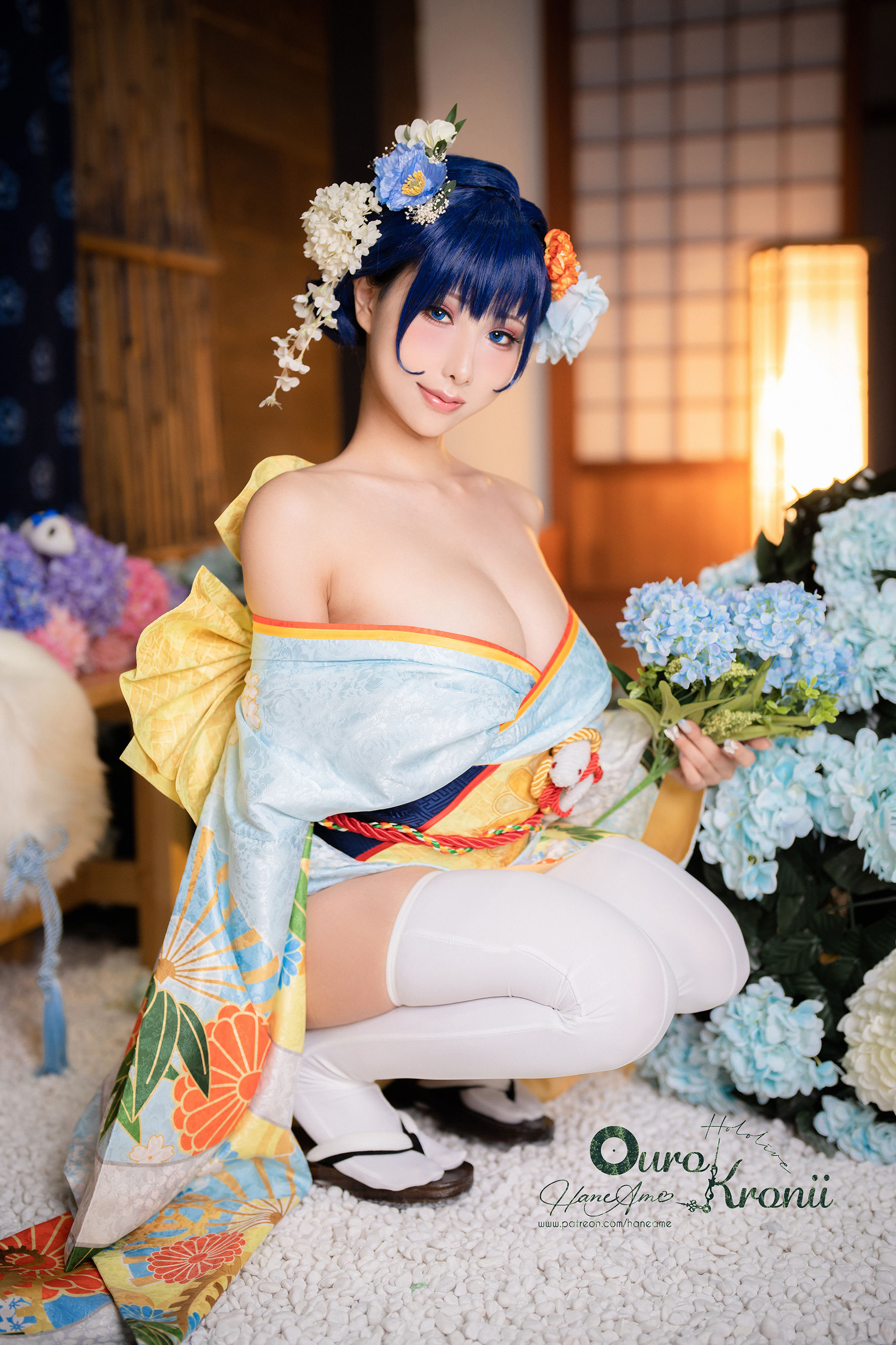 [福利COS] Hane Ame 雨波写真 - Hololive Kronii 時間 Kimono