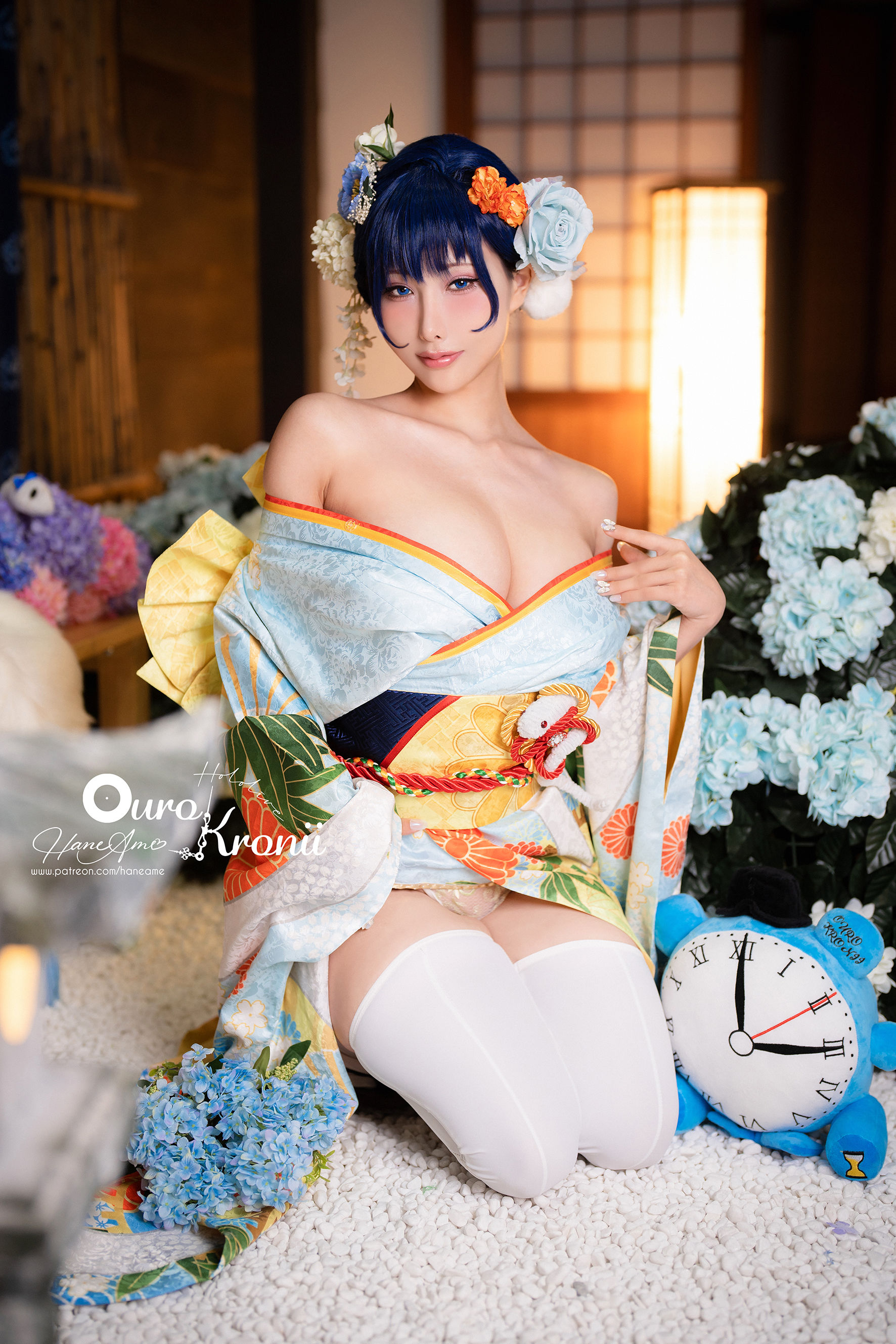 [福利COS] Hane Ame 雨波写真 - Hololive Kronii 時間 Kimono