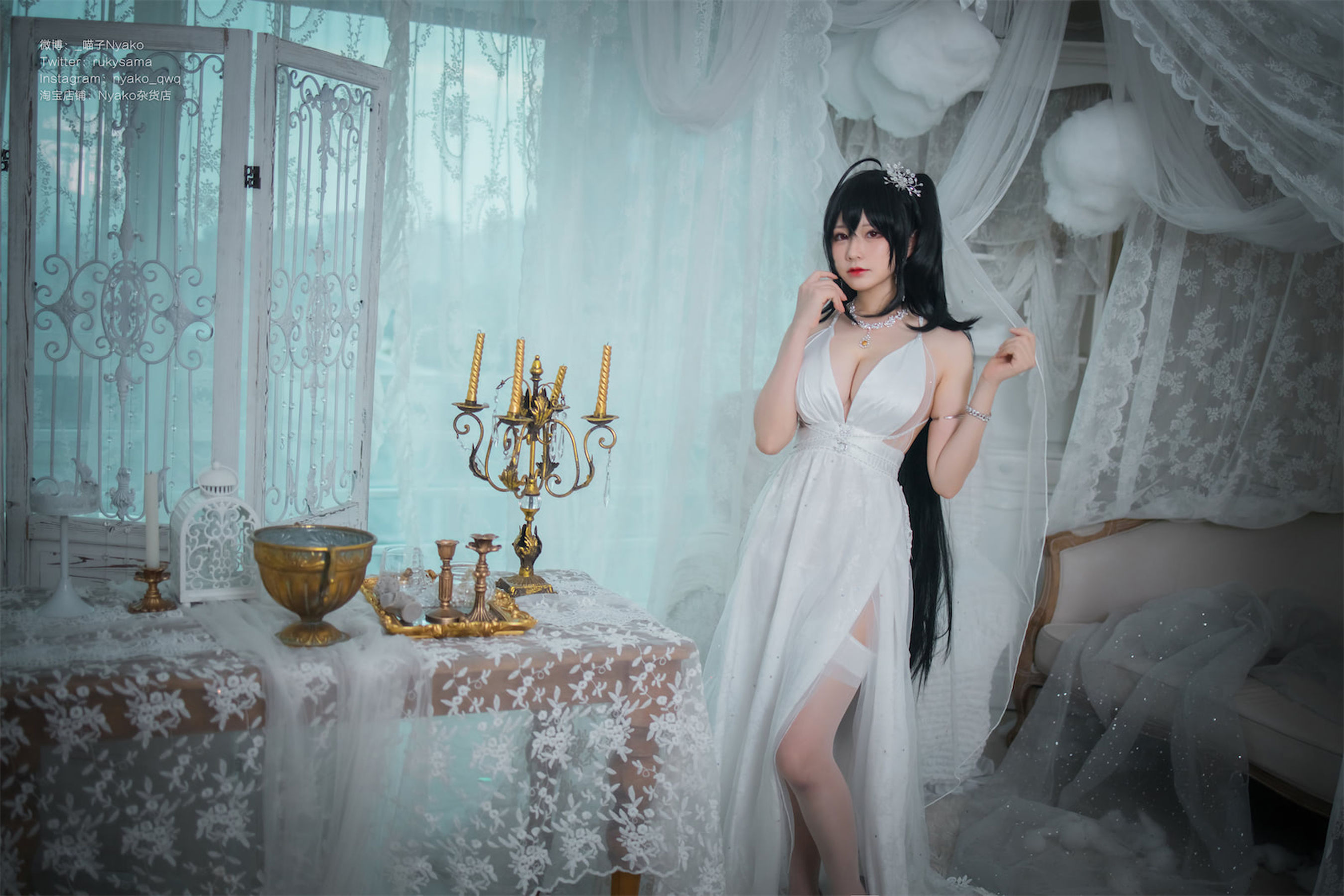 [福利COS] 萌妹子Nyako喵子 - 大凤纯白婚纱