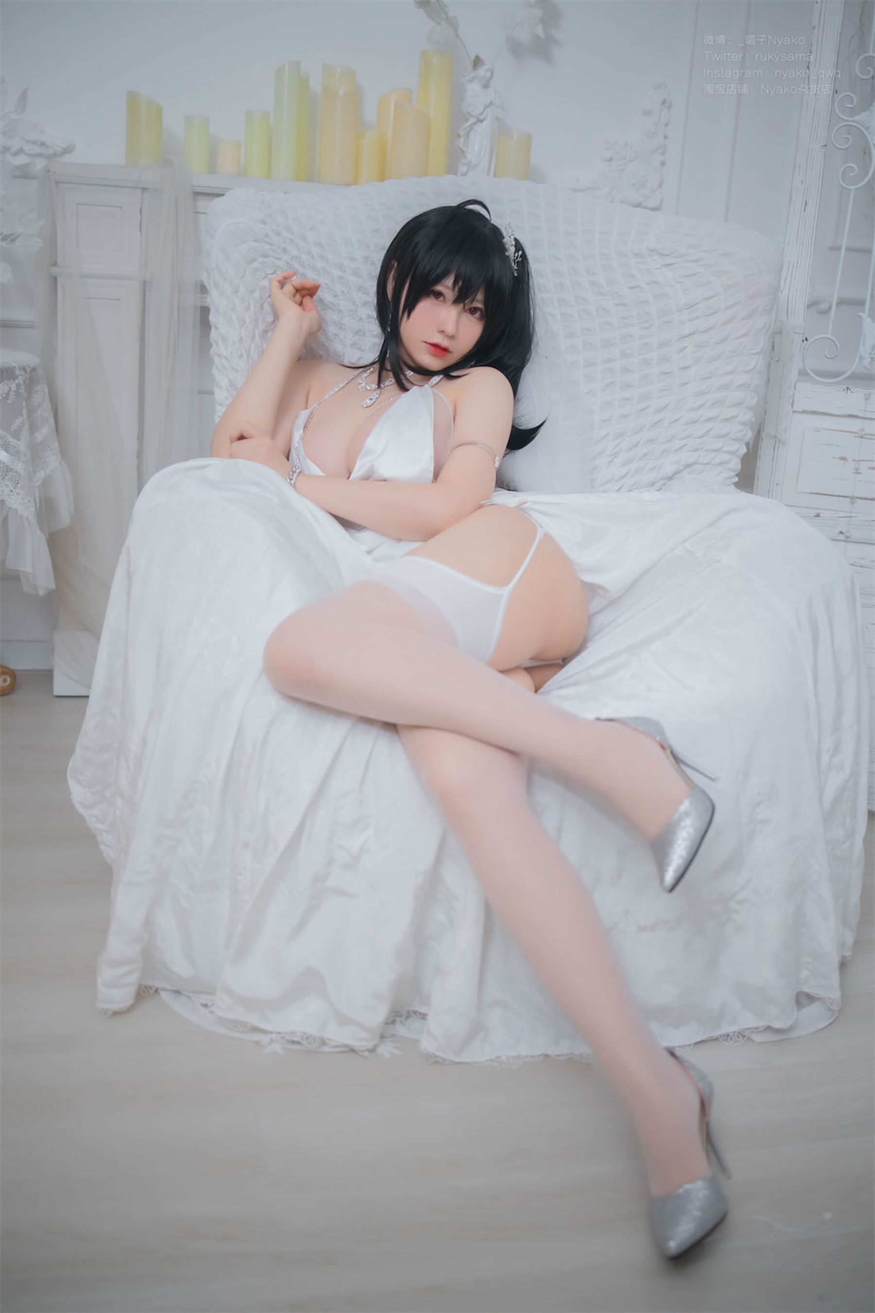 [福利COS] 萌妹子Nyako喵子 - 大凤纯白婚纱