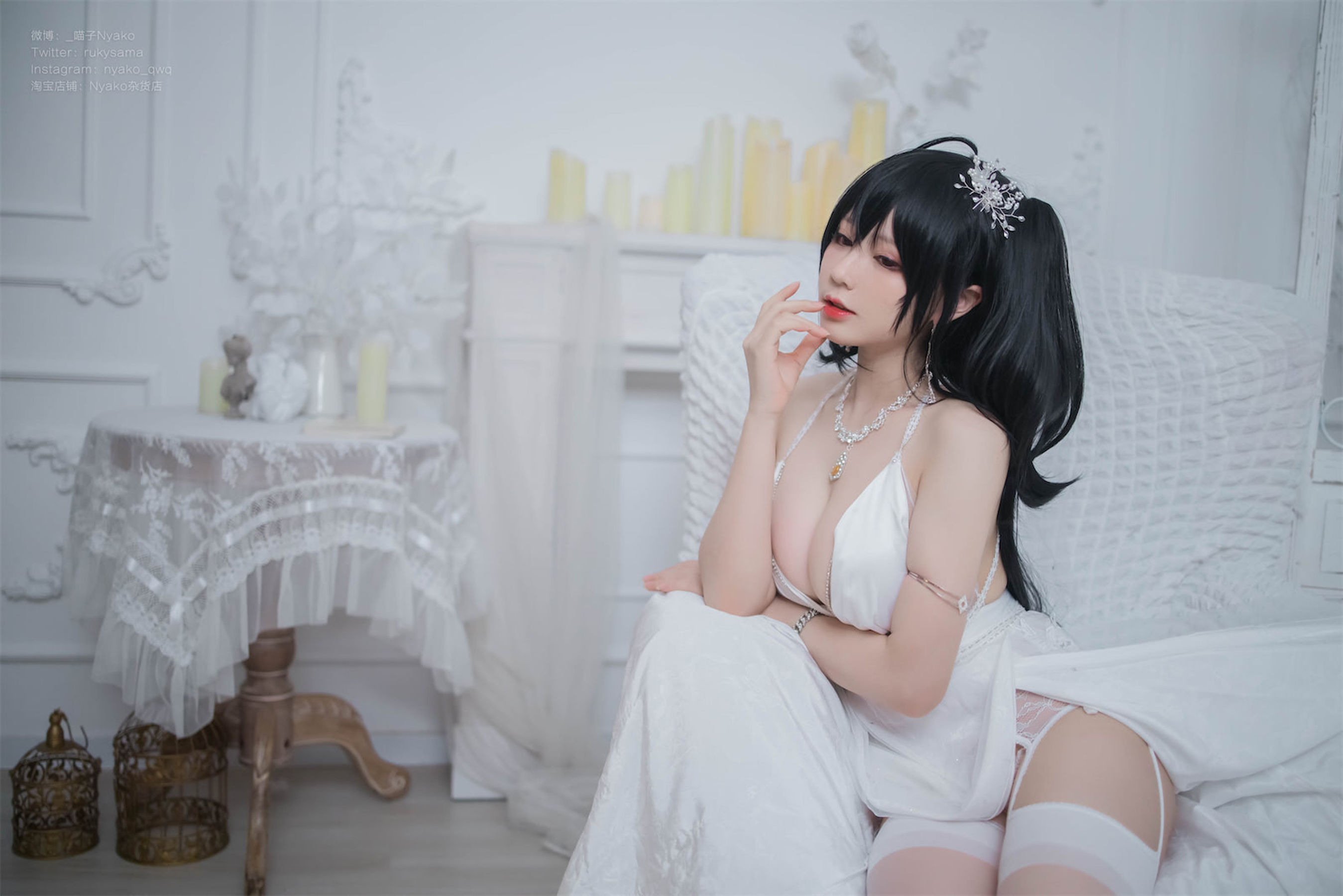 [福利COS] 萌妹子Nyako喵子 - 大凤纯白婚纱