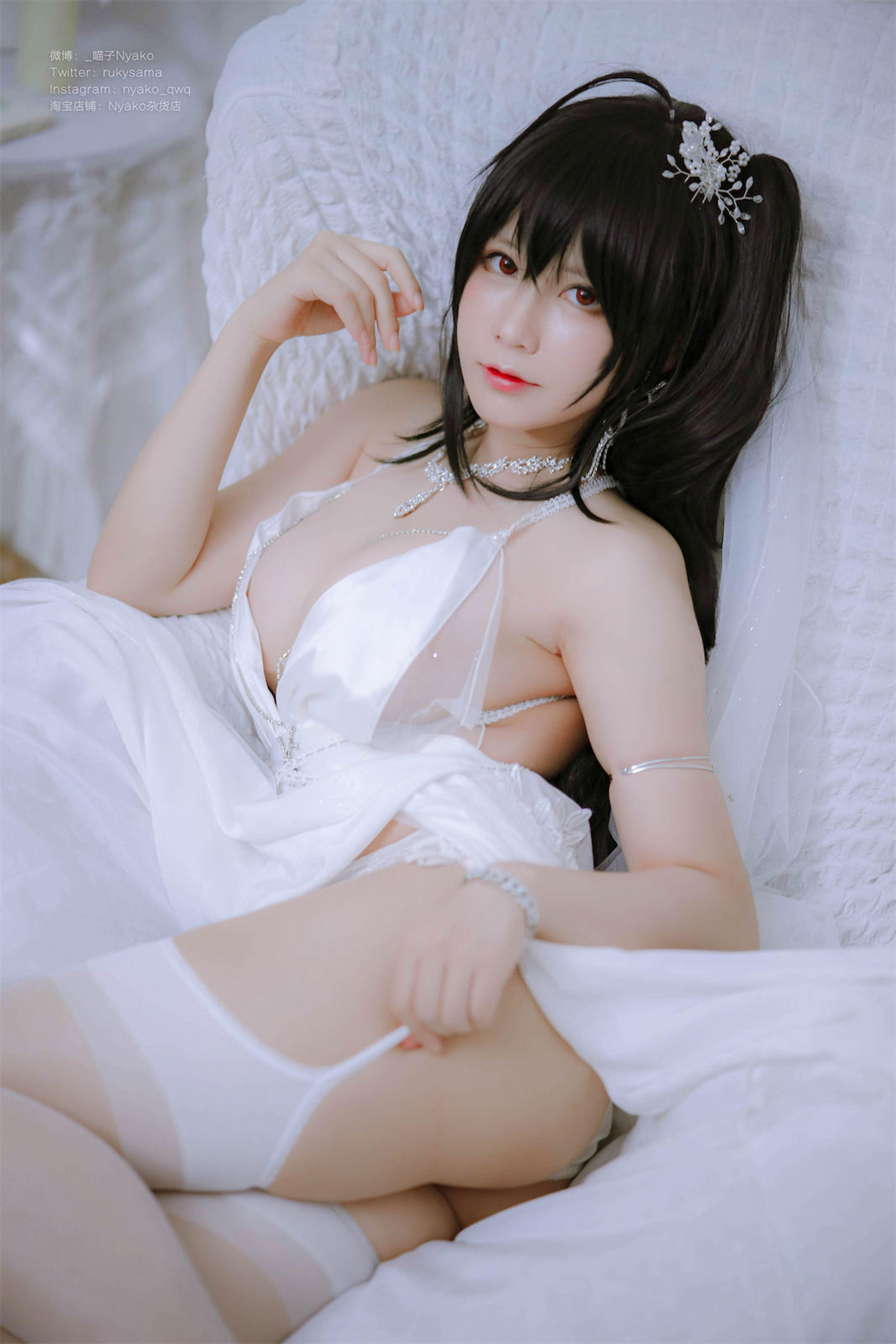 [福利COS] 萌妹子Nyako喵子 - 大凤纯白婚纱