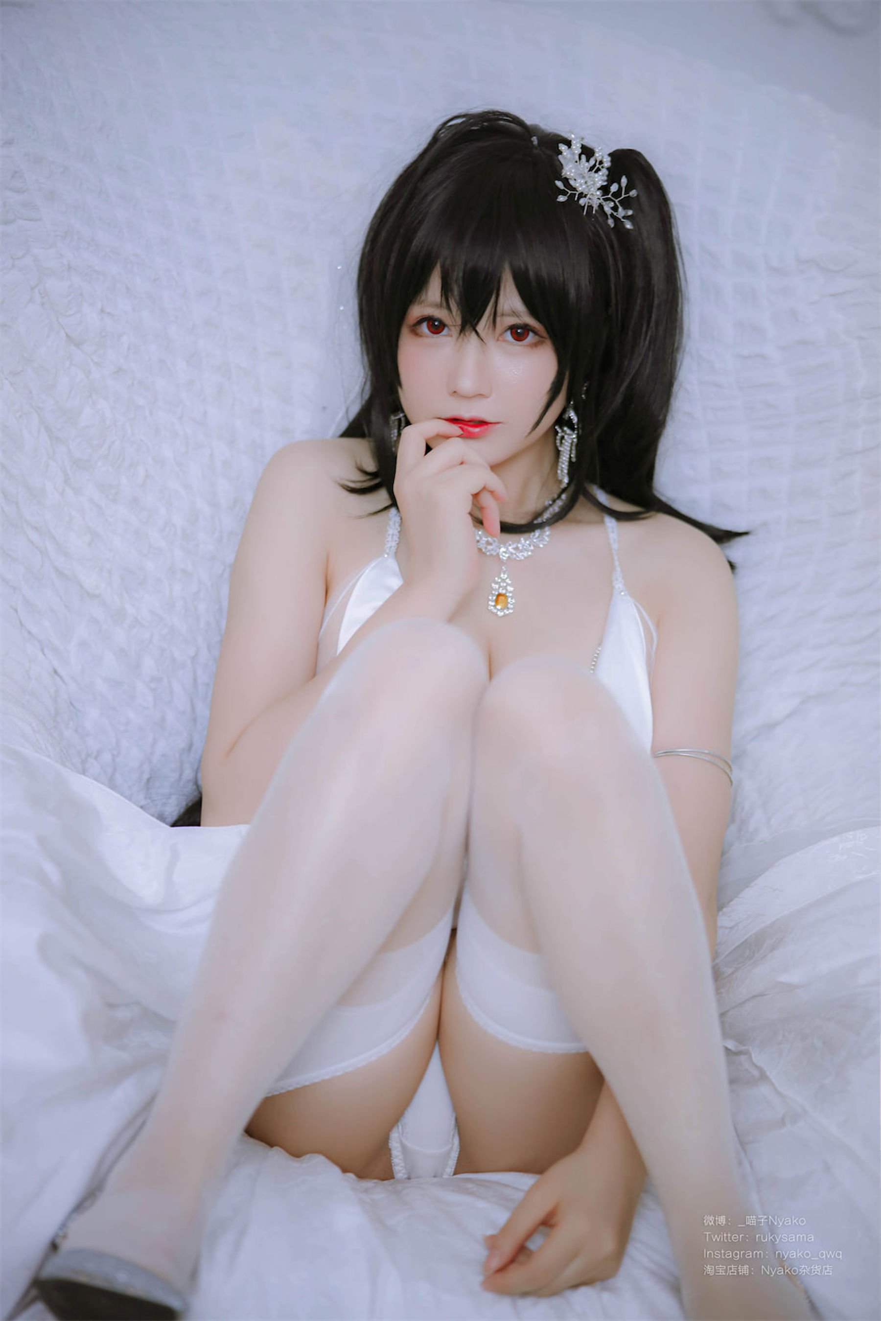 [福利COS] 萌妹子Nyako喵子 - 大凤纯白婚纱