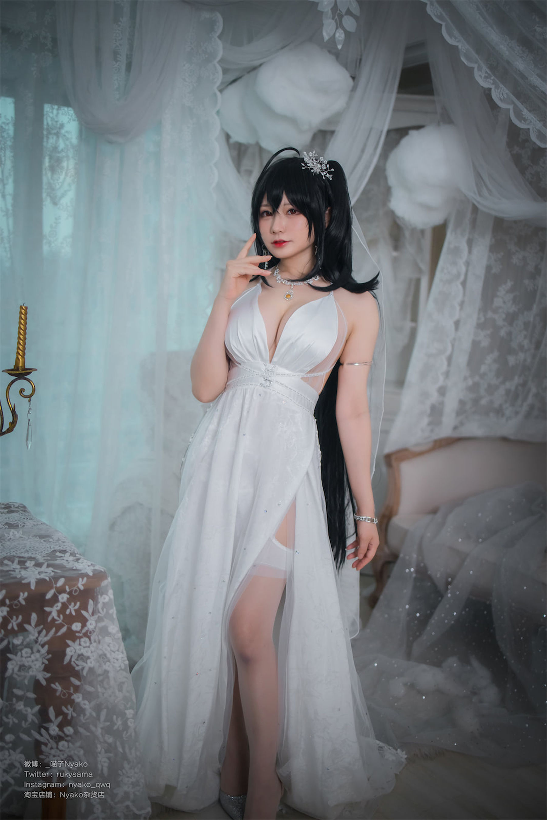 [福利COS] 萌妹子Nyako喵子 - 大凤纯白婚纱