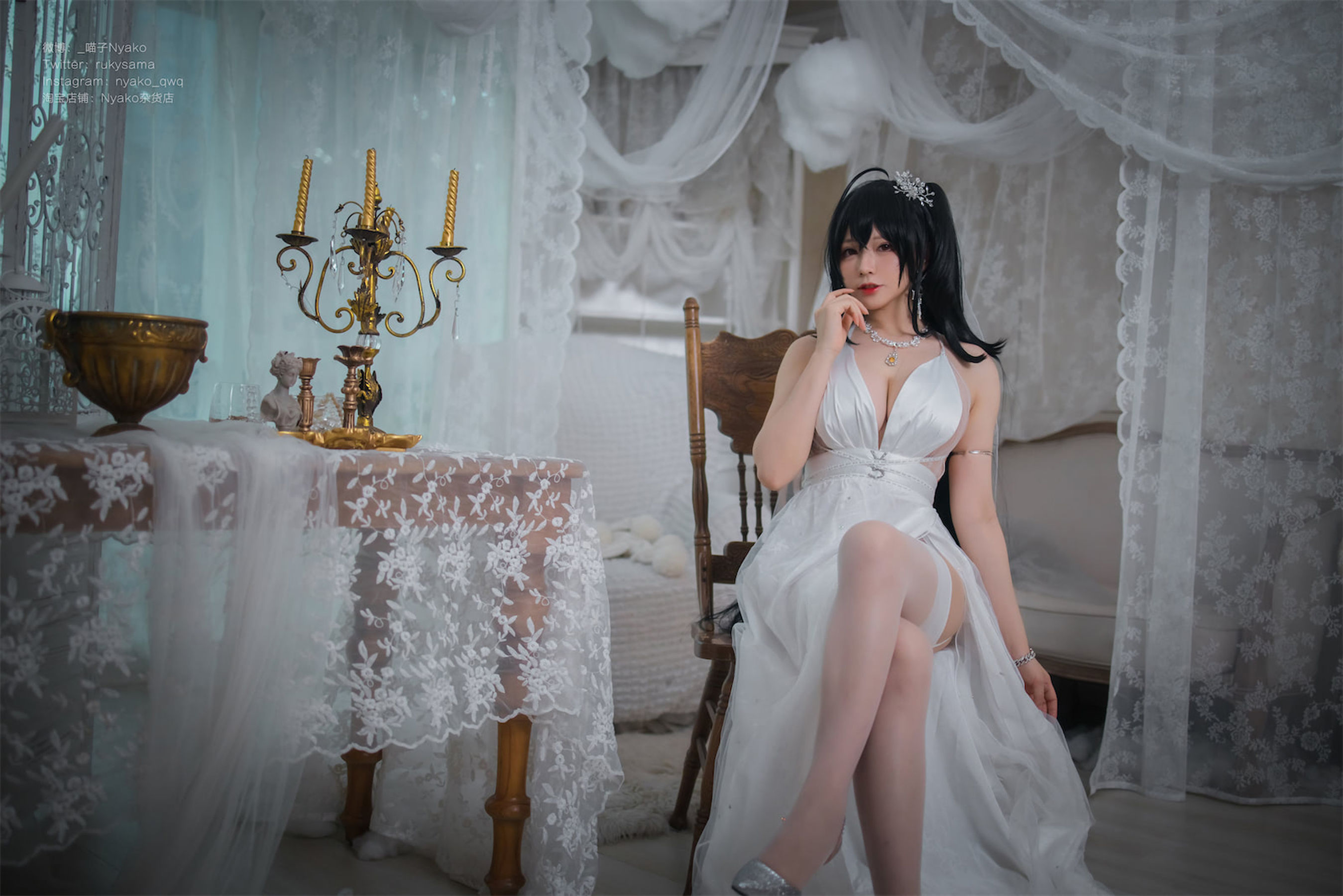 [福利COS] 萌妹子Nyako喵子 - 大凤纯白婚纱