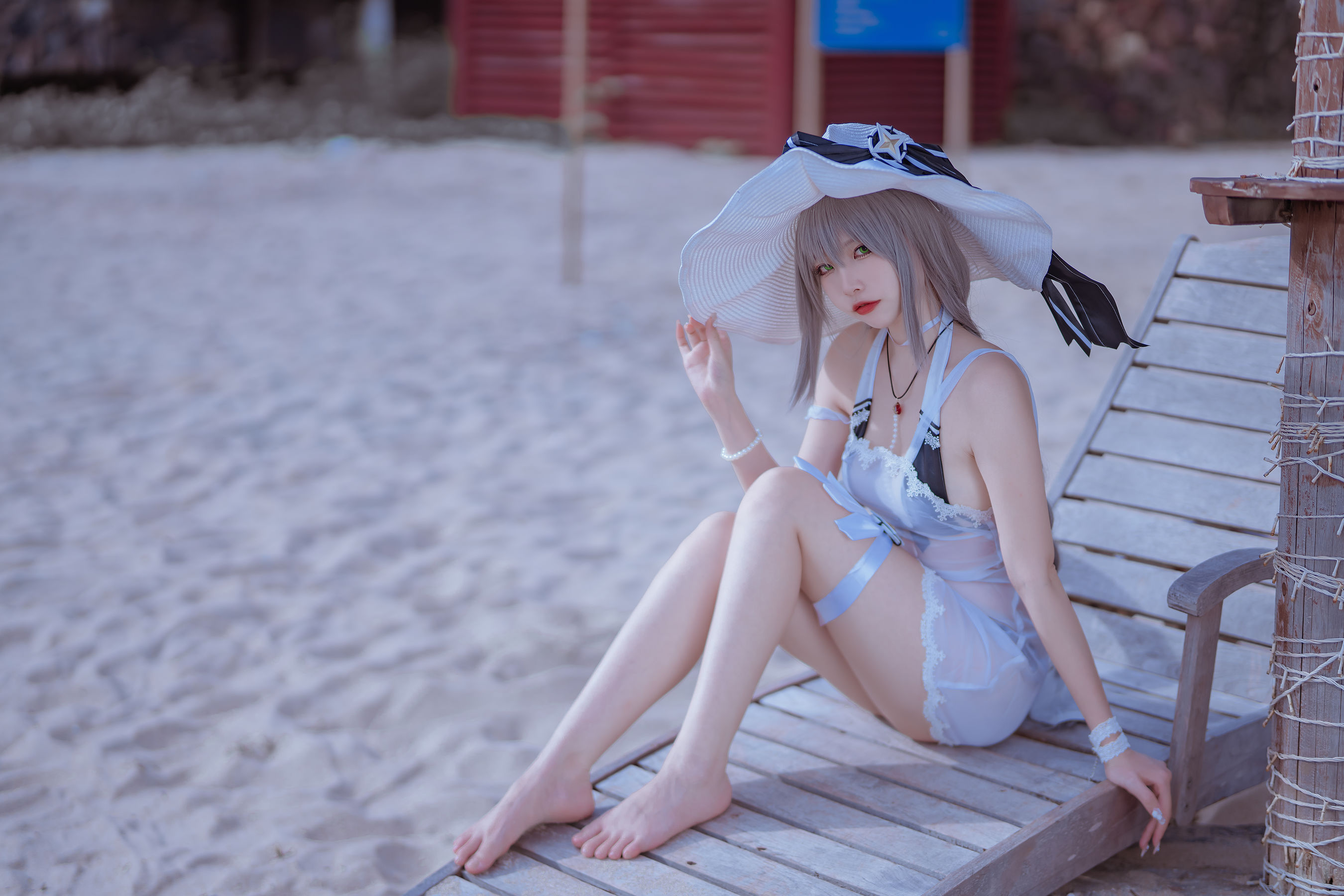 [福利COS] 人气Coser二佐Nisa - 碧蓝 天鹰泳装