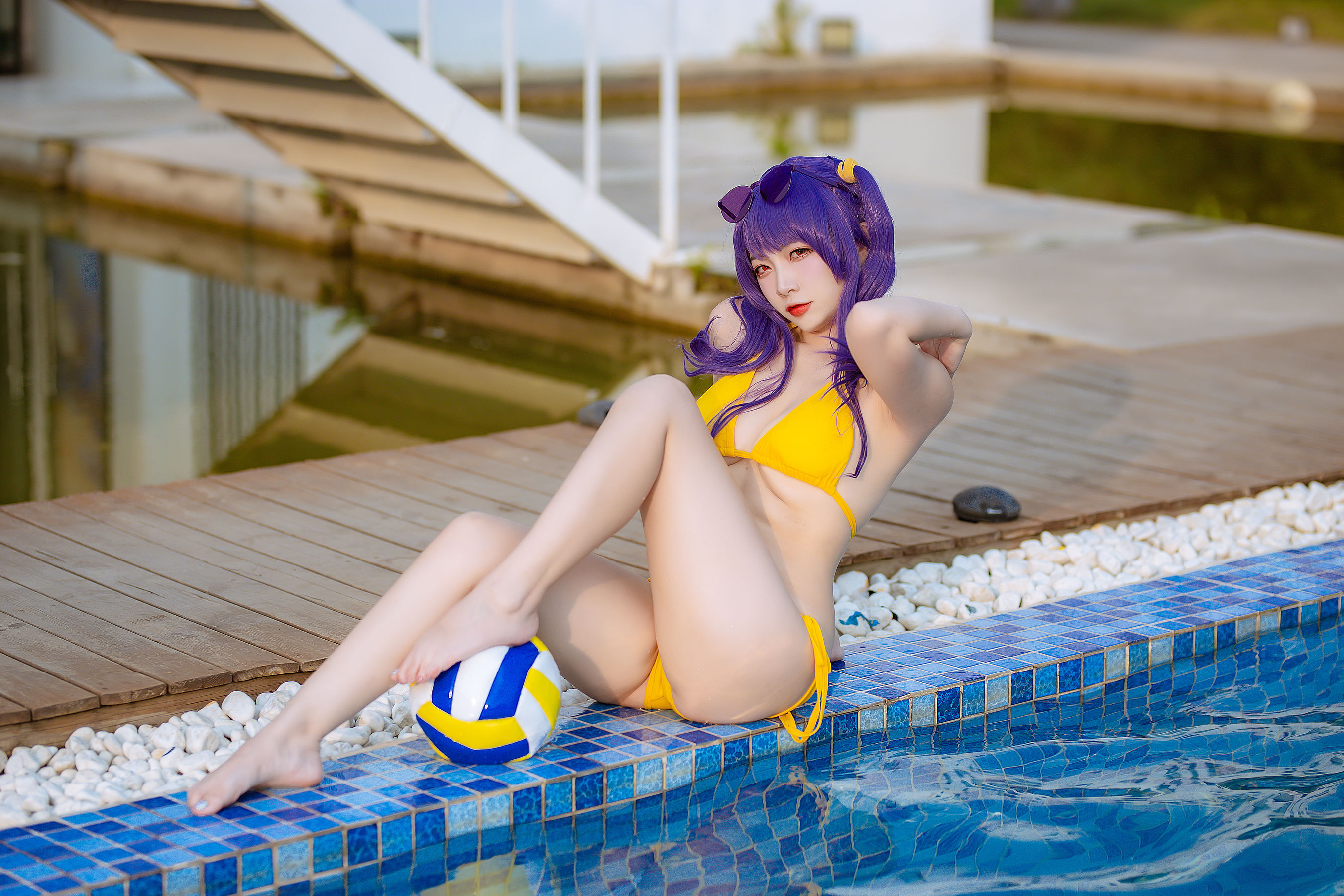 [福利COS] 人气Coser二佐Nisa - 碧蓝 波拉泳装