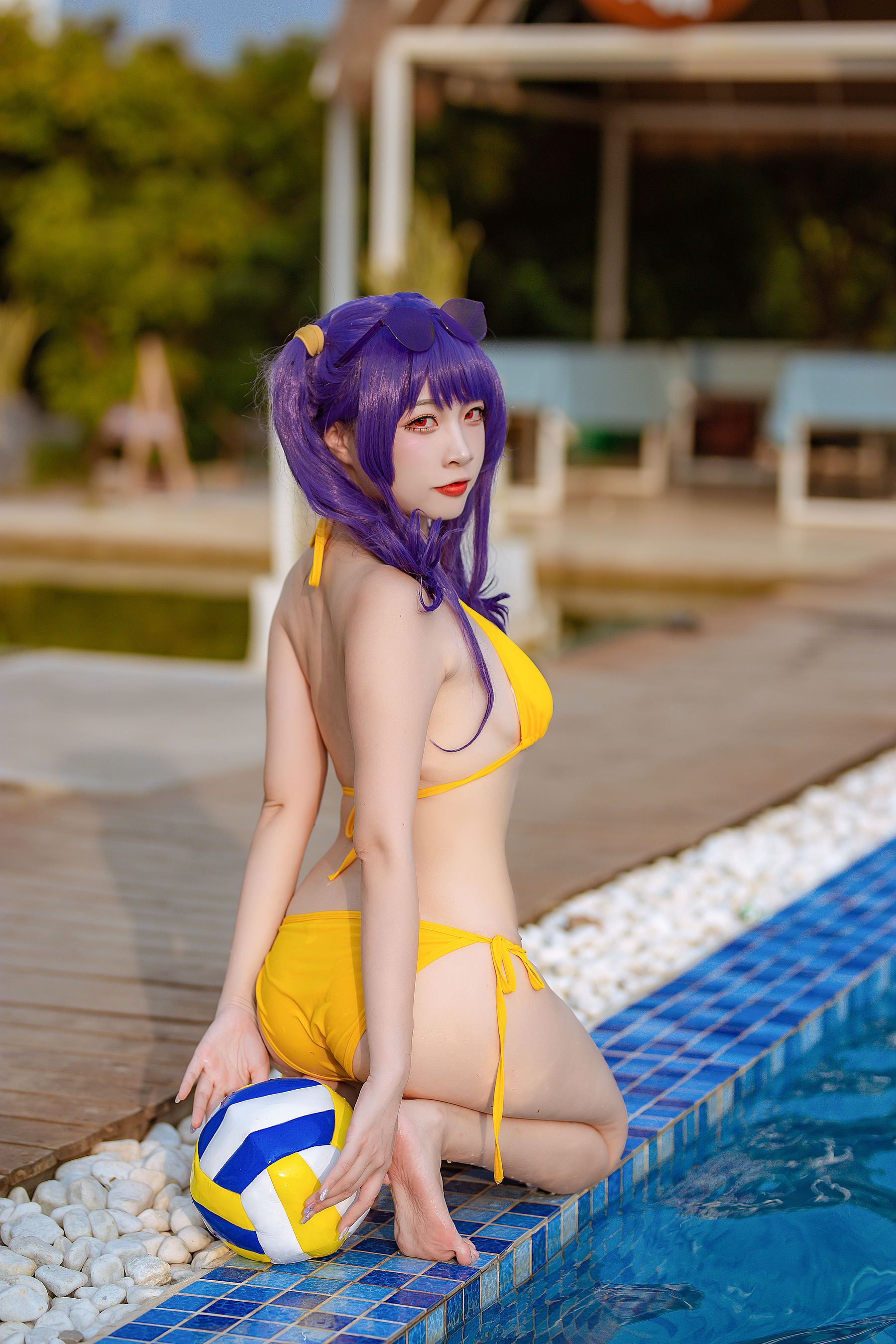 [福利COS] 人气Coser二佐Nisa - 碧蓝 波拉泳装