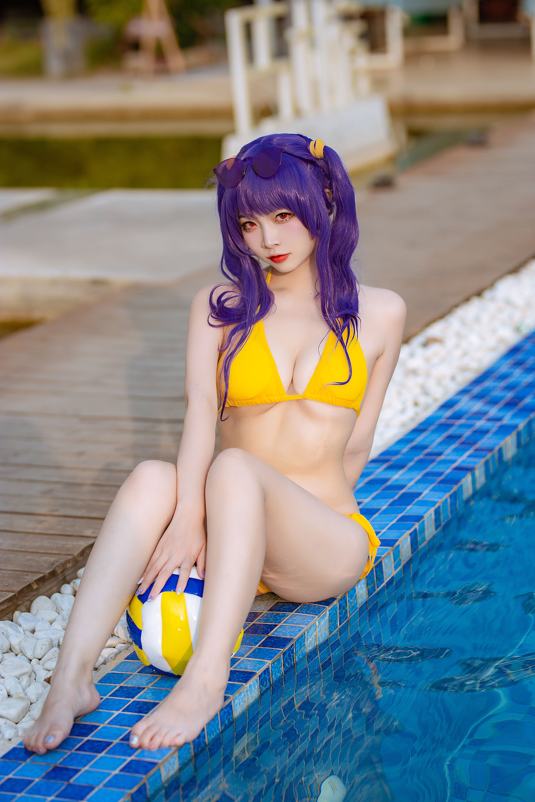 [福利COS] 人气Coser二佐Nisa - 碧蓝 波拉泳装