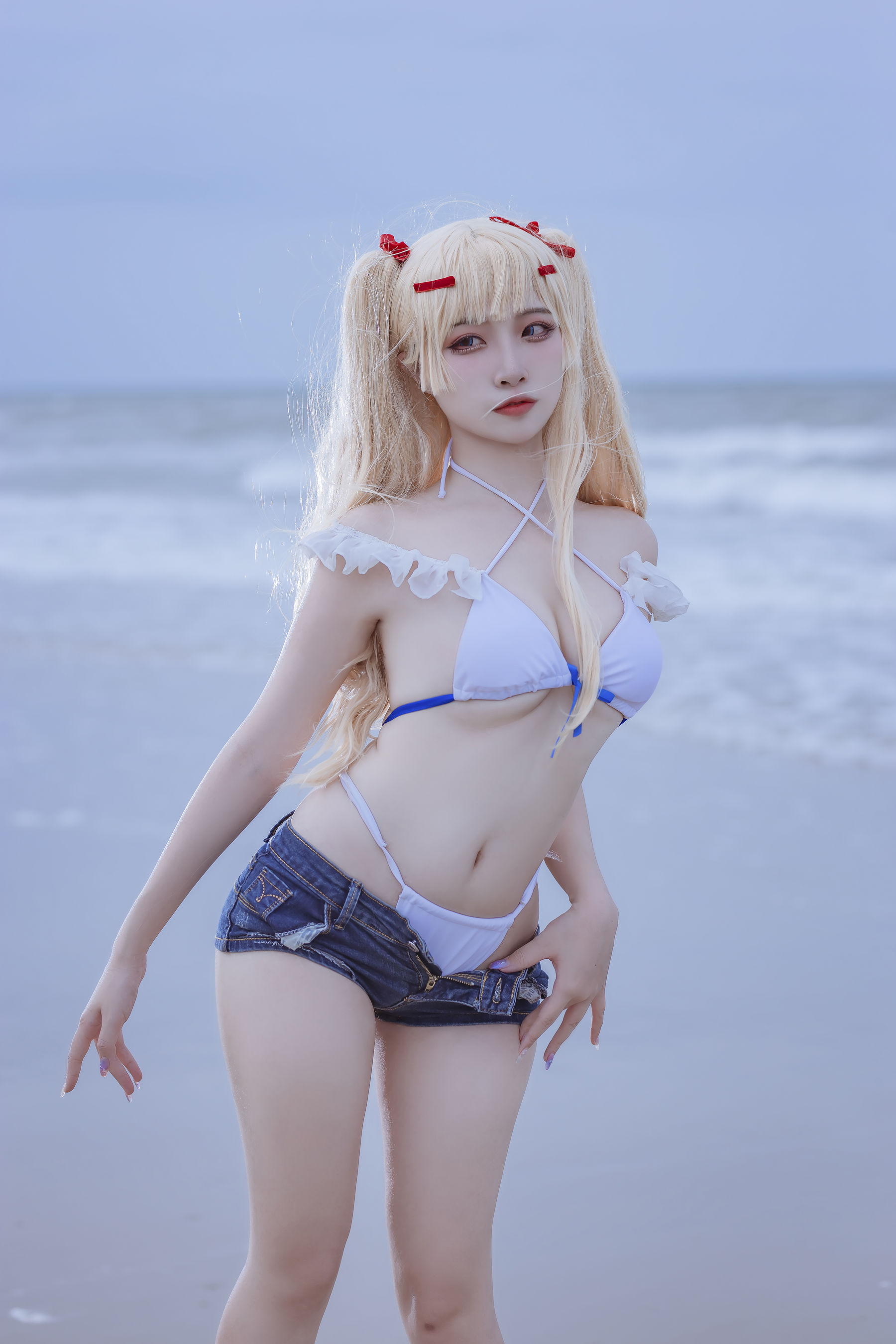 [福利COS] 人气Coser二佐Nisa - 碧蓝 苏塞克斯泳装