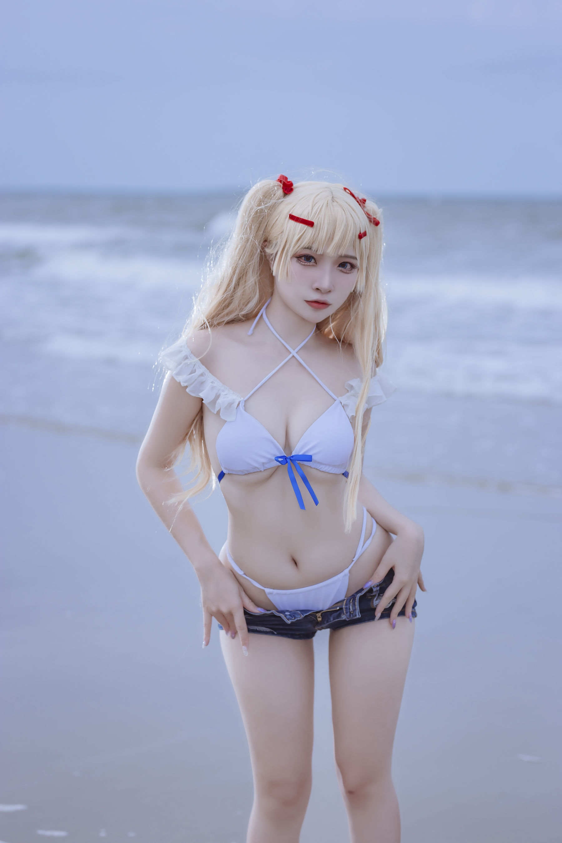 [福利COS] 人气Coser二佐Nisa - 碧蓝 苏塞克斯泳装