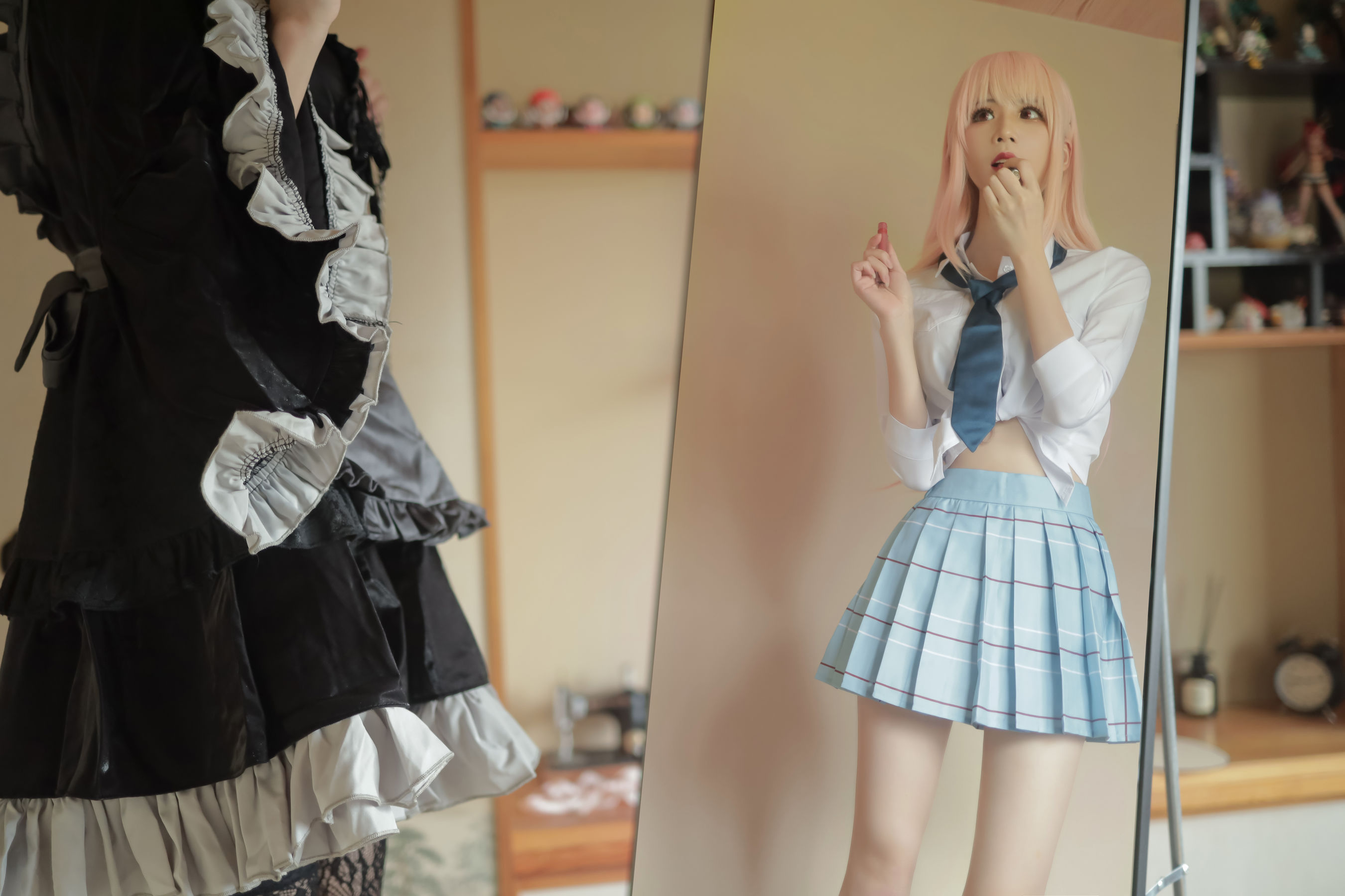[福利COS] 动漫博主爱老师_PhD - 喜多川海梦 校服 泳装
