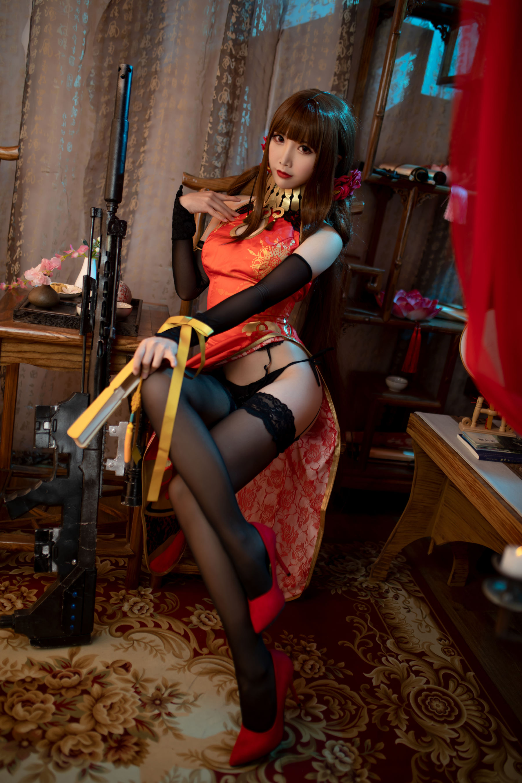 [福利COS] 可爱人气Coser面饼仙儿 - DSR50 红牡丹