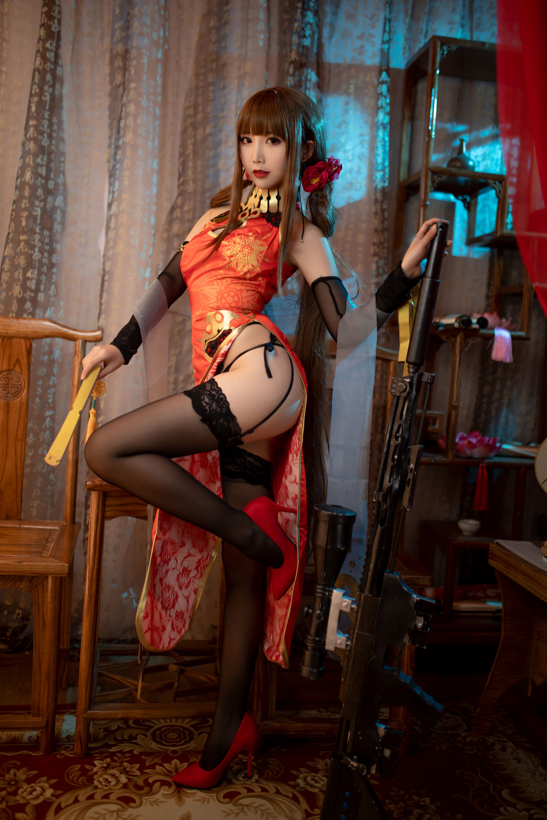 [福利COS] 可爱人气Coser面饼仙儿 - DSR50 红牡丹