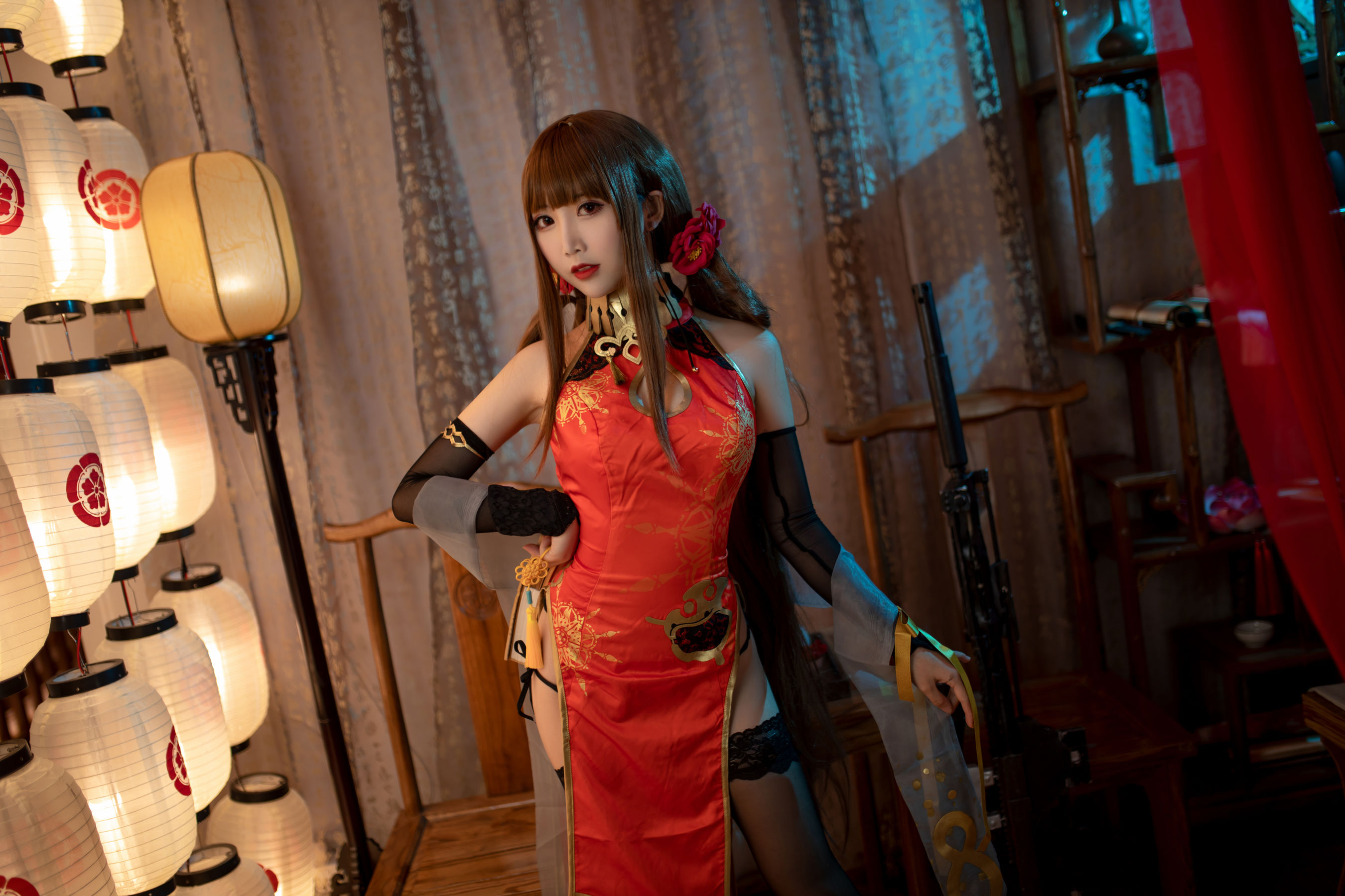 [福利COS] 可爱人气Coser面饼仙儿 - DSR50 红牡丹