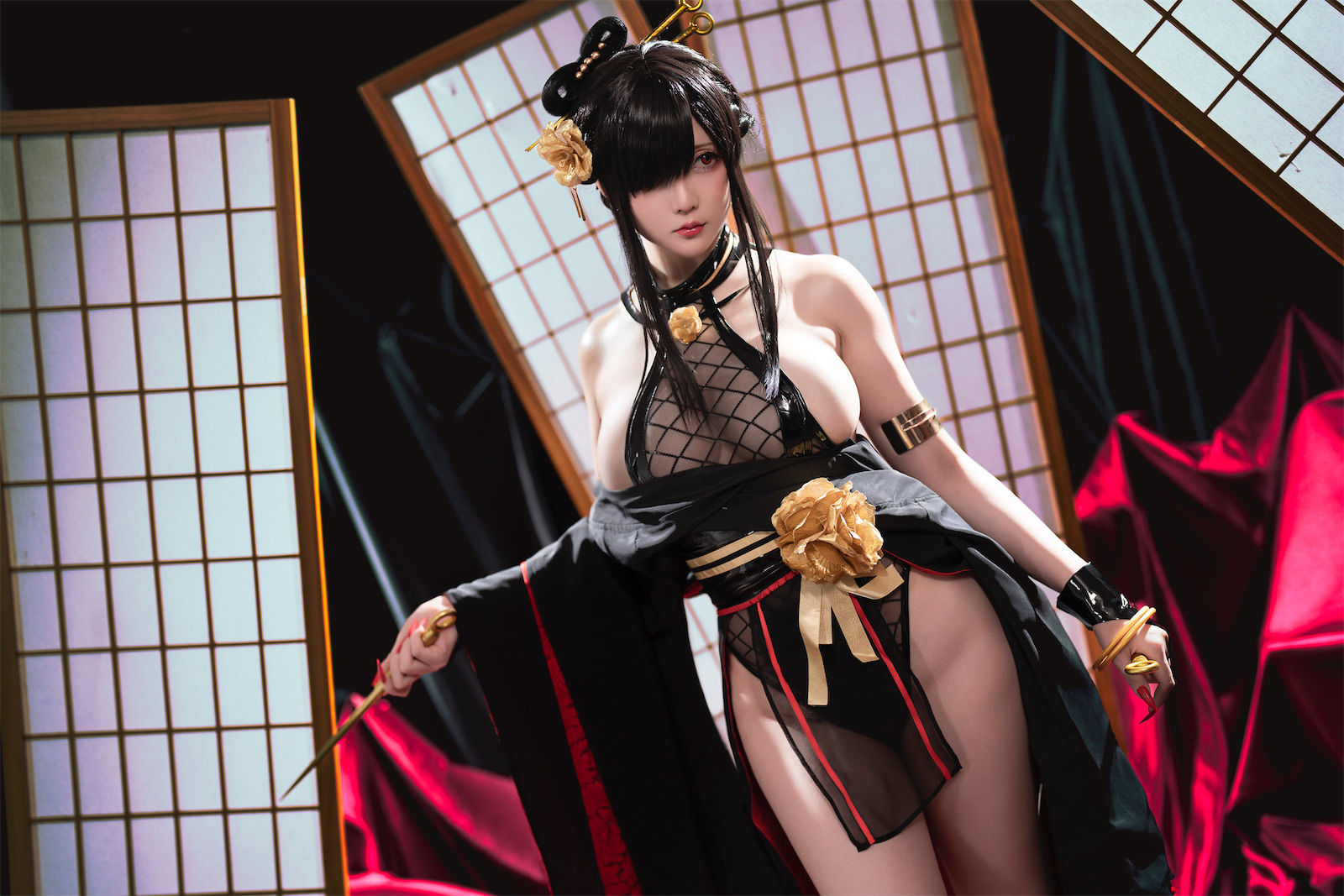 [福利COS] Coser小姐姐星之迟迟 - 圣诞节 约尔 同人和风战斗服