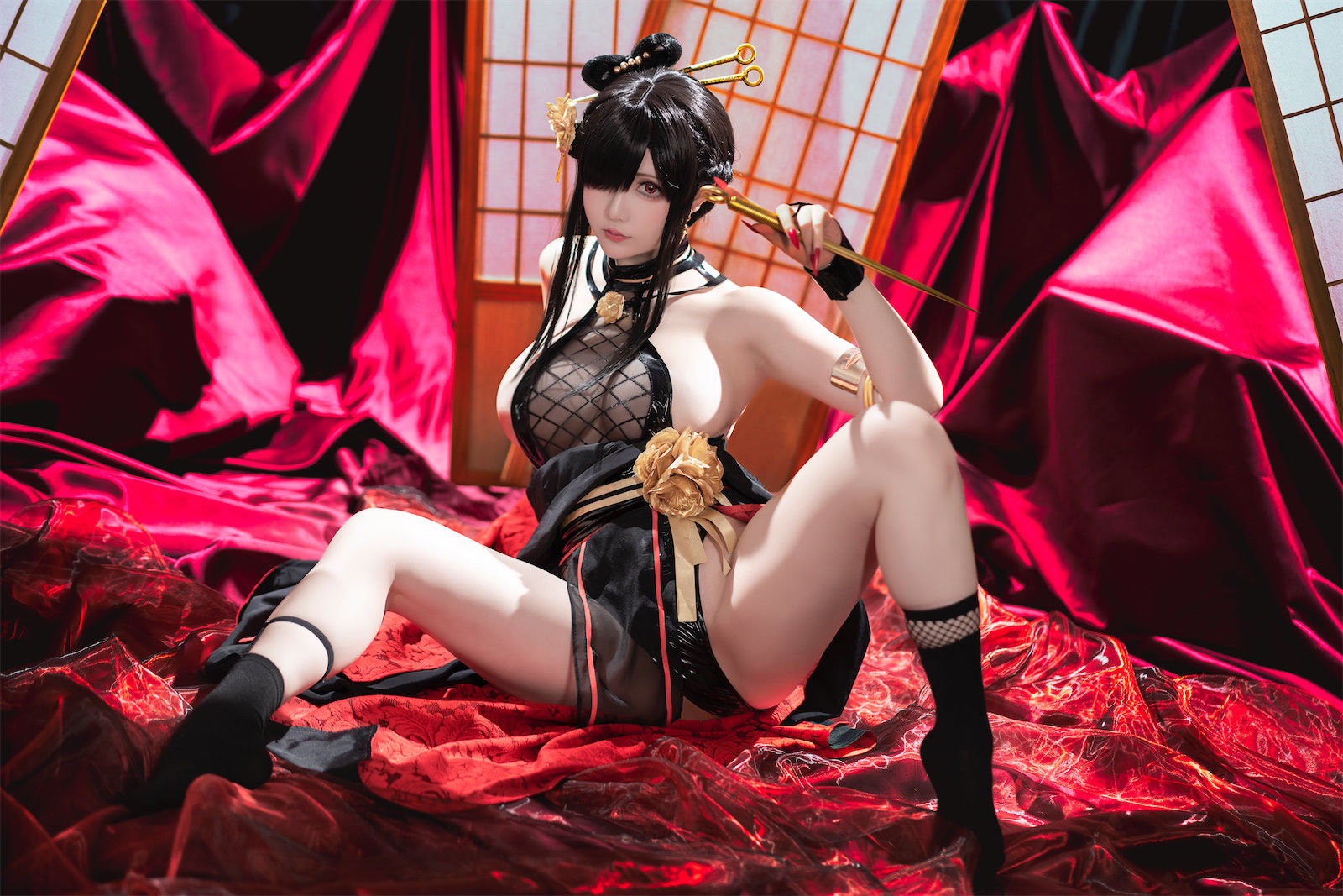 [福利COS] Coser小姐姐星之迟迟 - 圣诞节 约尔 同人和风战斗服