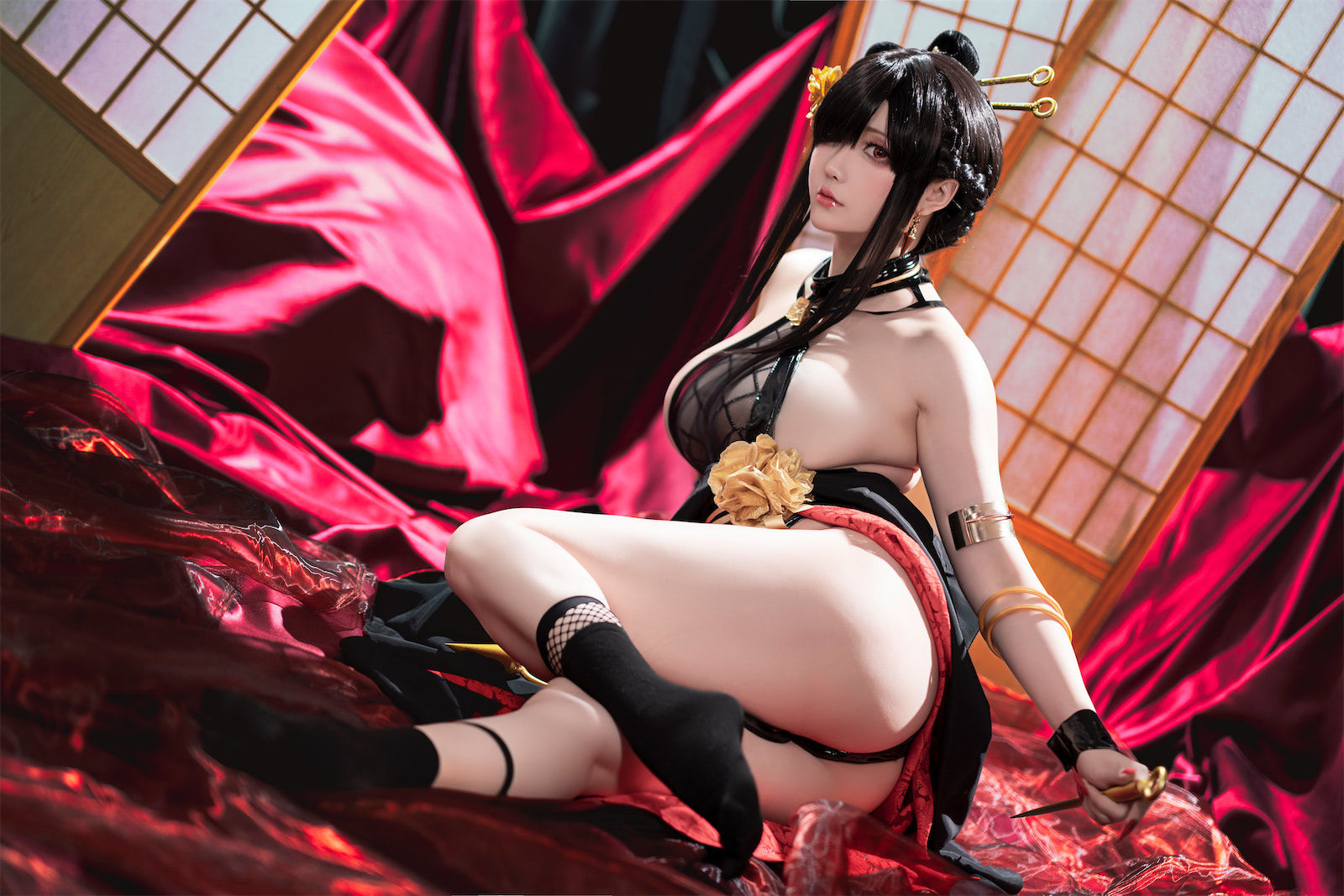 [福利COS] Coser小姐姐星之迟迟 - 圣诞节 约尔 同人和风战斗服