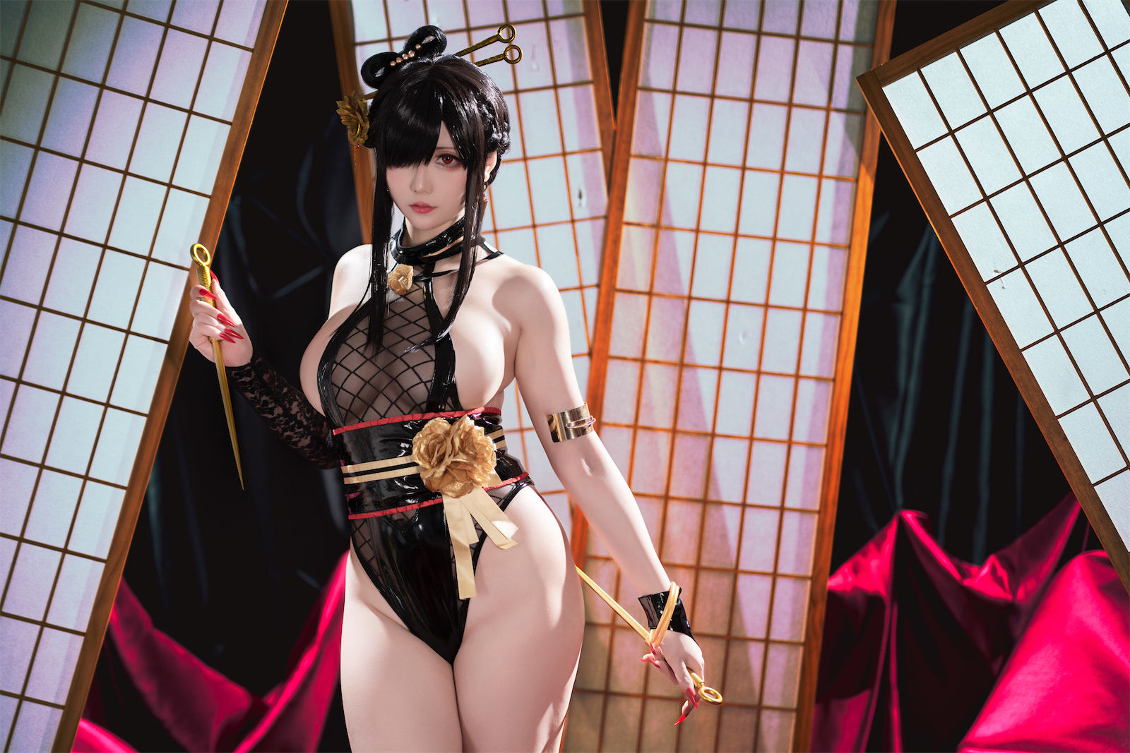 [福利COS] Coser小姐姐星之迟迟 - 圣诞节 约尔 同人和风战斗服