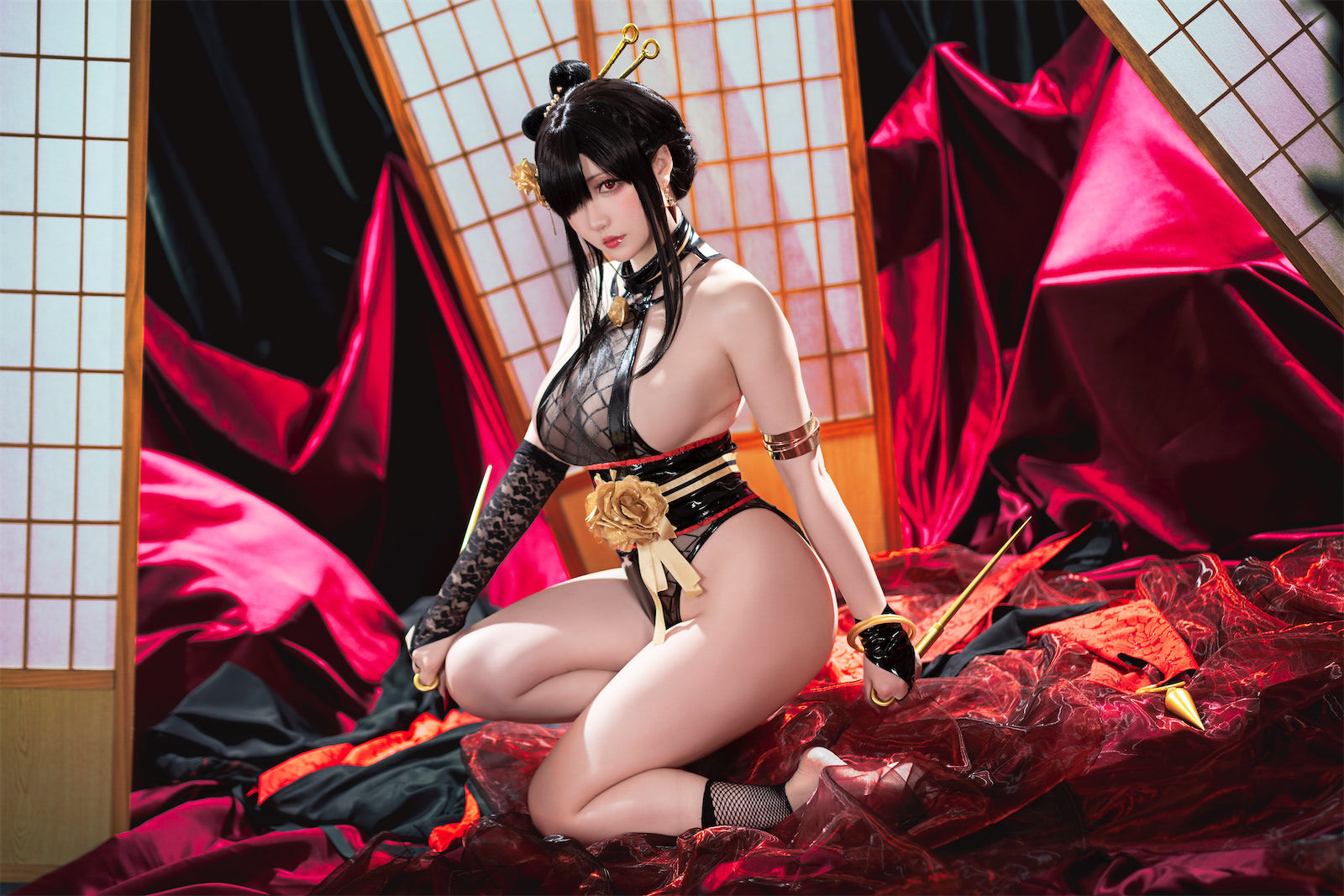 [福利COS] Coser小姐姐星之迟迟 - 圣诞节 约尔 同人和风战斗服